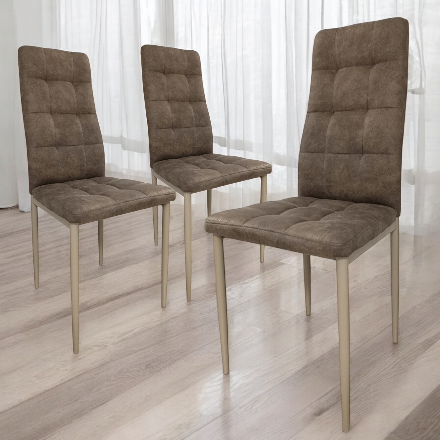 Изображение товара Комплект кухонных стульев ТЕРМИНАЛ Dc611 42x96x52 см текстиль латте 3 шт