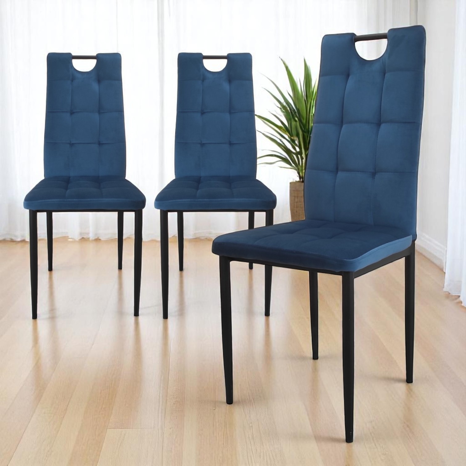 Изображение товара Кухонный стул Weimei Dc611-1 42x96x52 см велюр цвет синий 3 шт