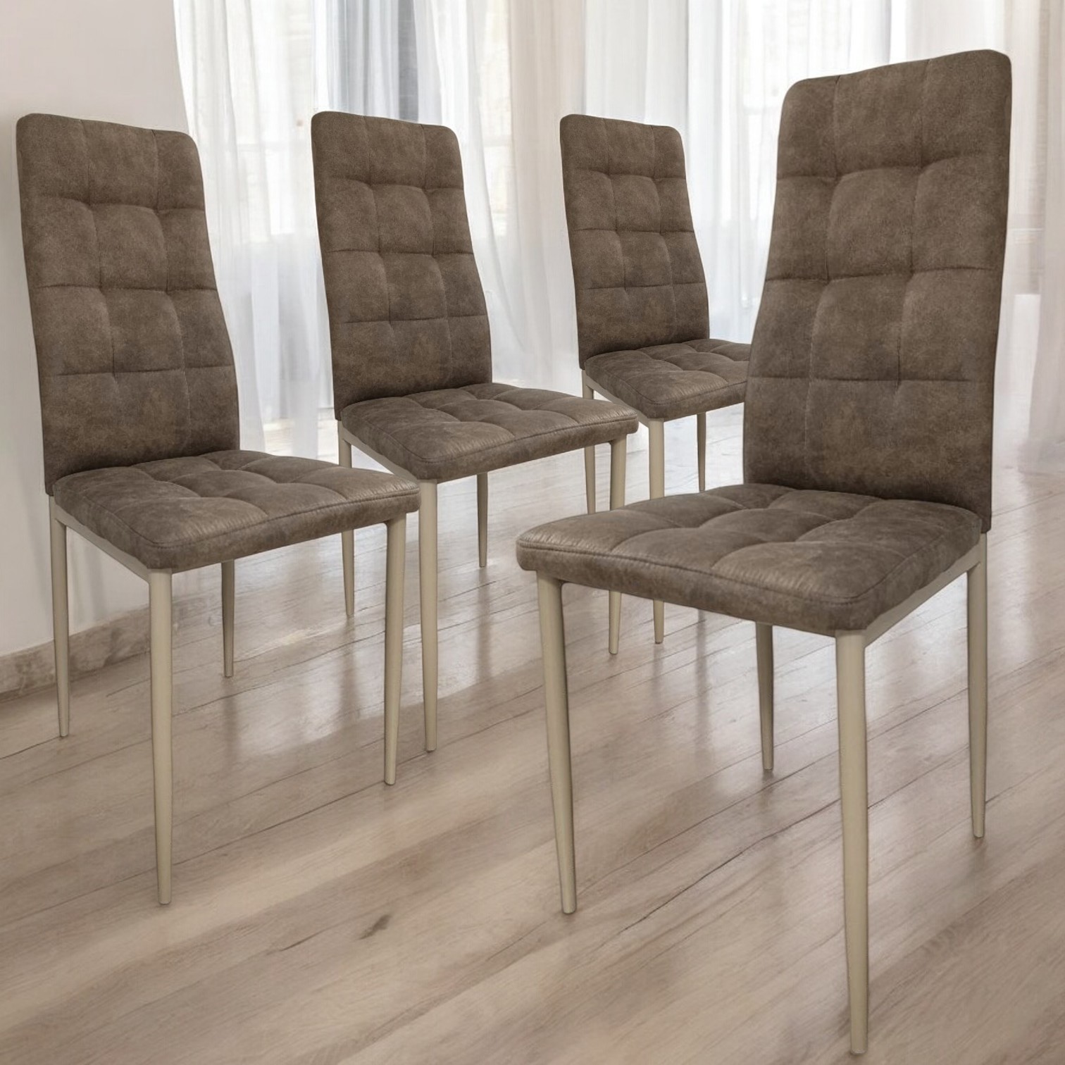 Изображение товара Кухонный стул Терминал Dc611 42x96x52 см текстиль цвет латте 4 шт