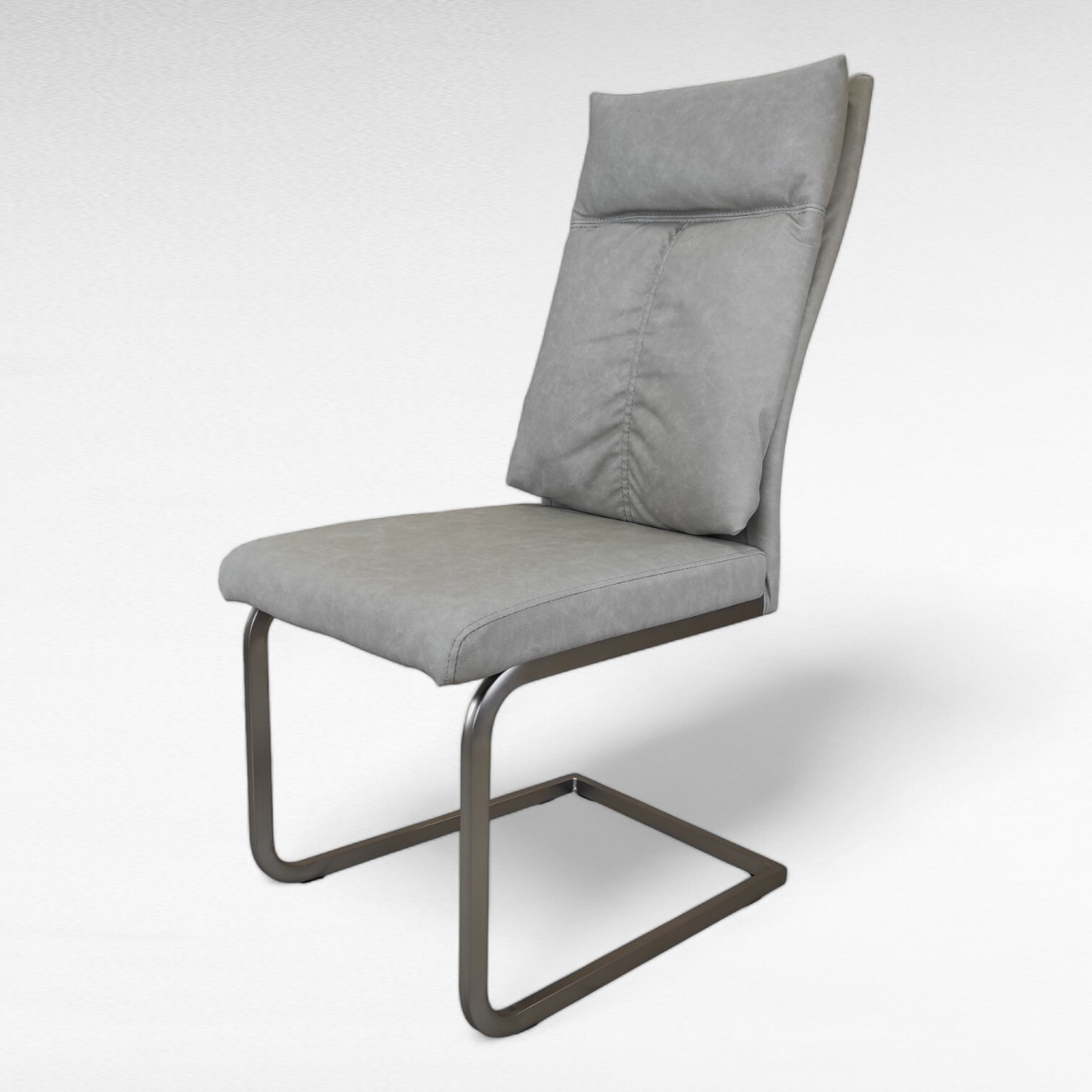 Изображение товара Стул OKC1054 из искусственной кожи светло-серого цвета современный дизайн