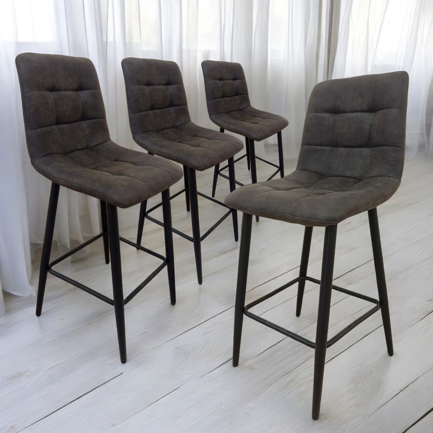 Изображение товара Комплект полубарных стульев Weimei Barny антрацит 4 шт.