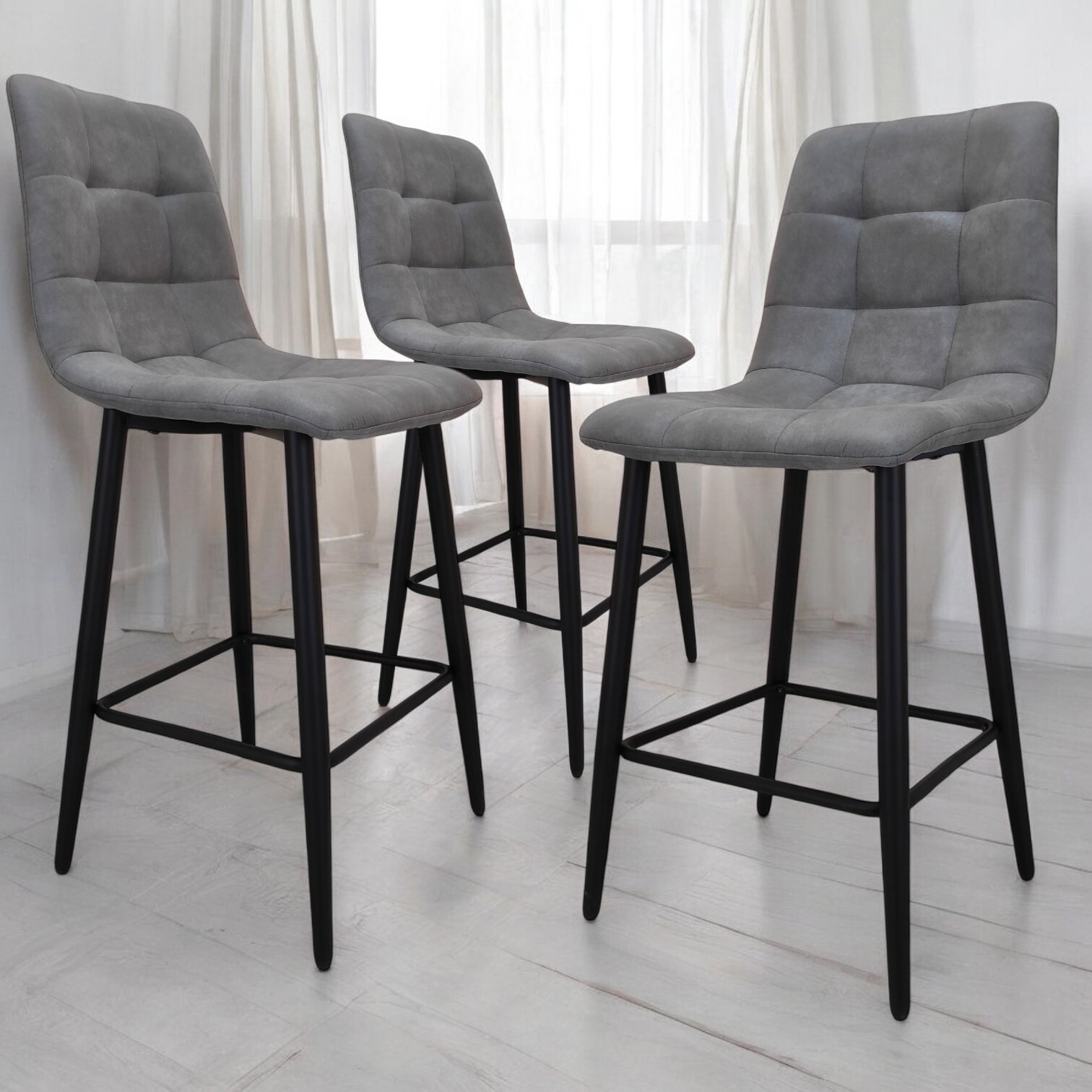 Изображение товара Комплект полубарных стульев Weimei Barny 44x99 см серый 3 шт