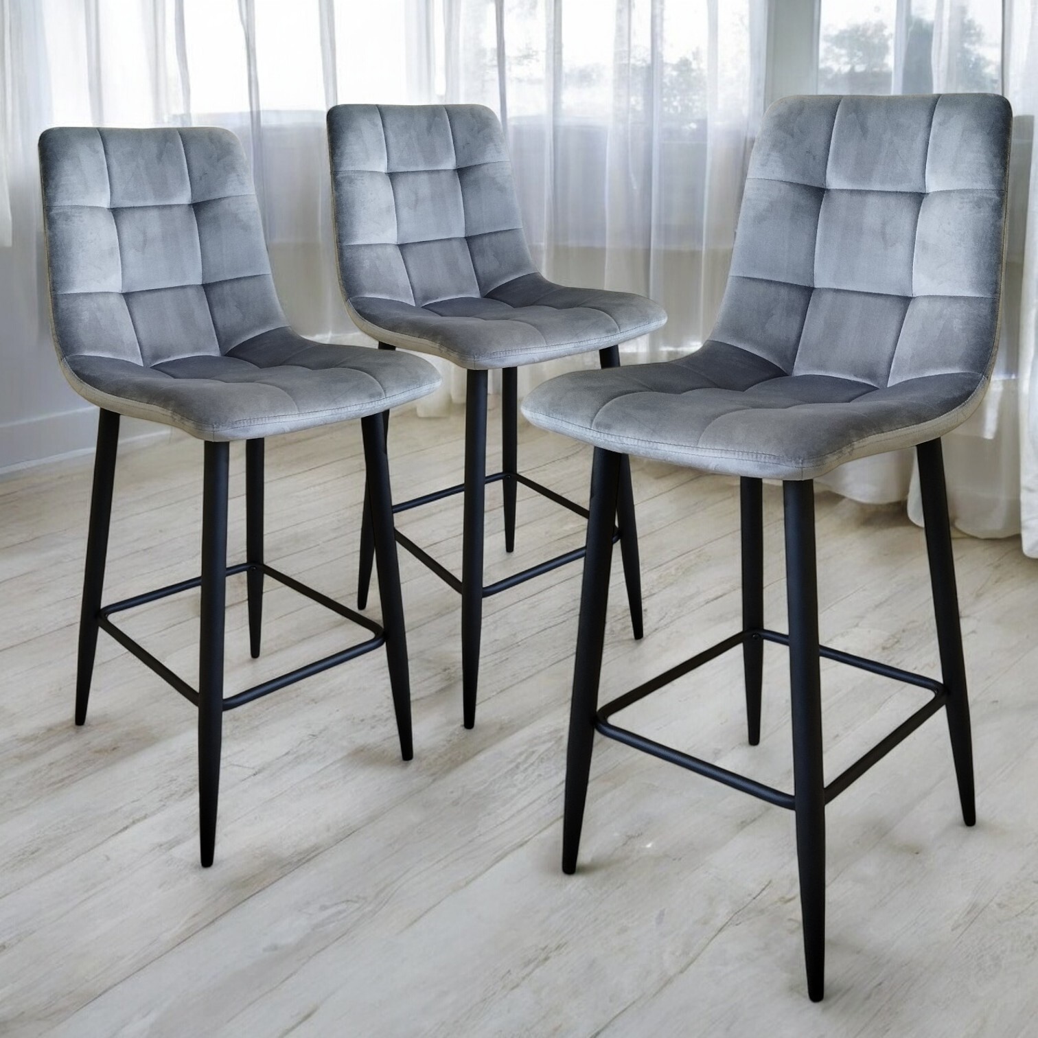 Изображение товара Комплект 3 полубарных стульев Weimei Barny темно-серого цвета