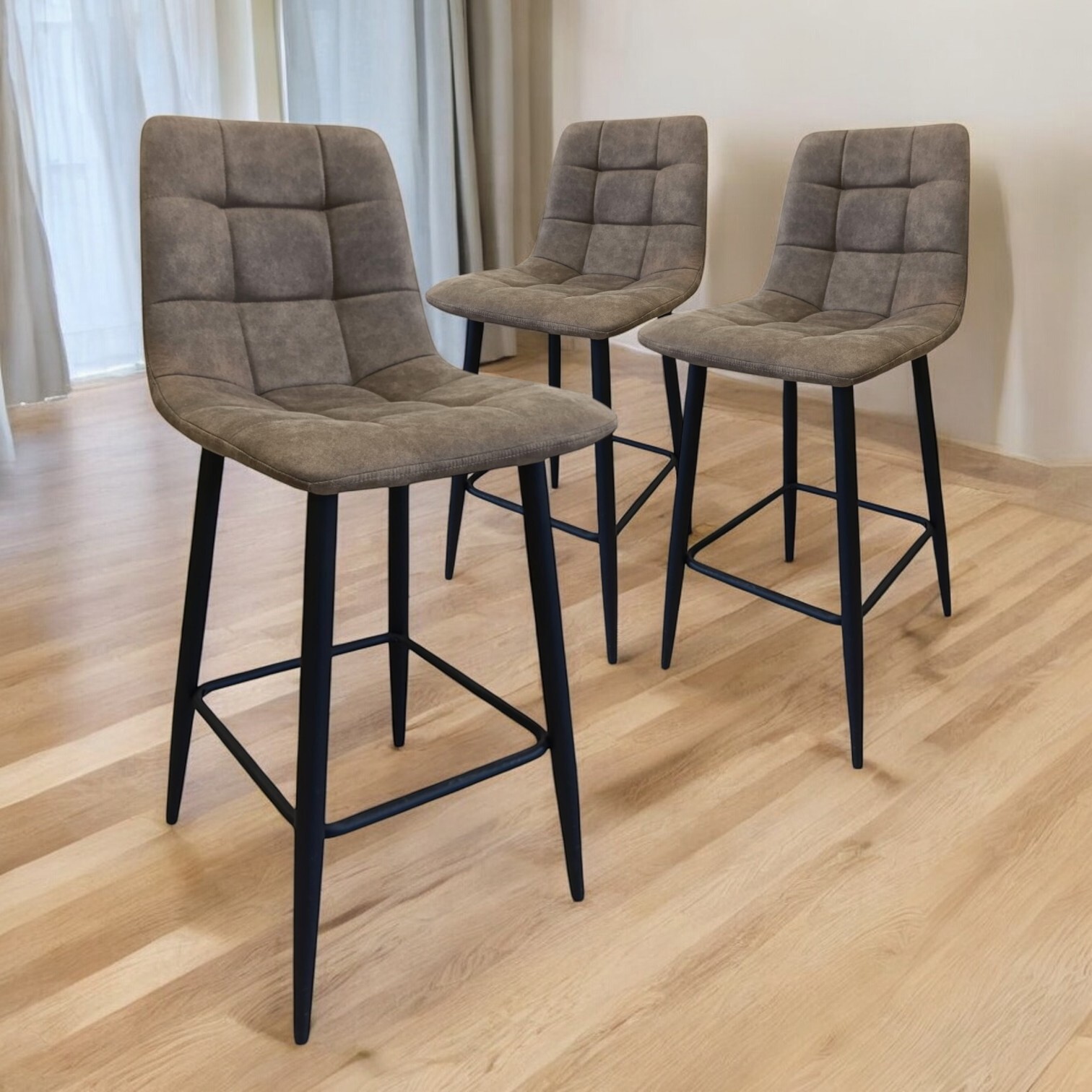 Изображение товара Полубарный стул Weimei Barny 3 шт латте устойчивый и удобный мебельный текстиль