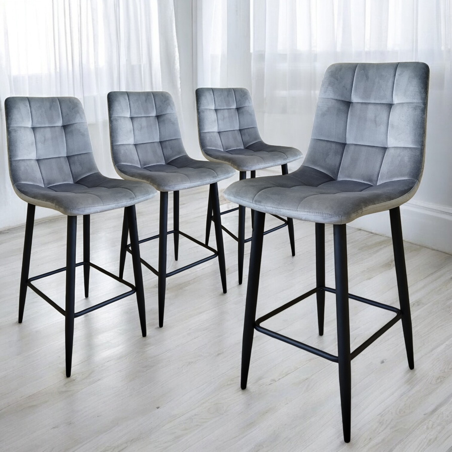 Изображение товара Комплект 4 полубарных стульев BARNY темно-серый для кафе дома