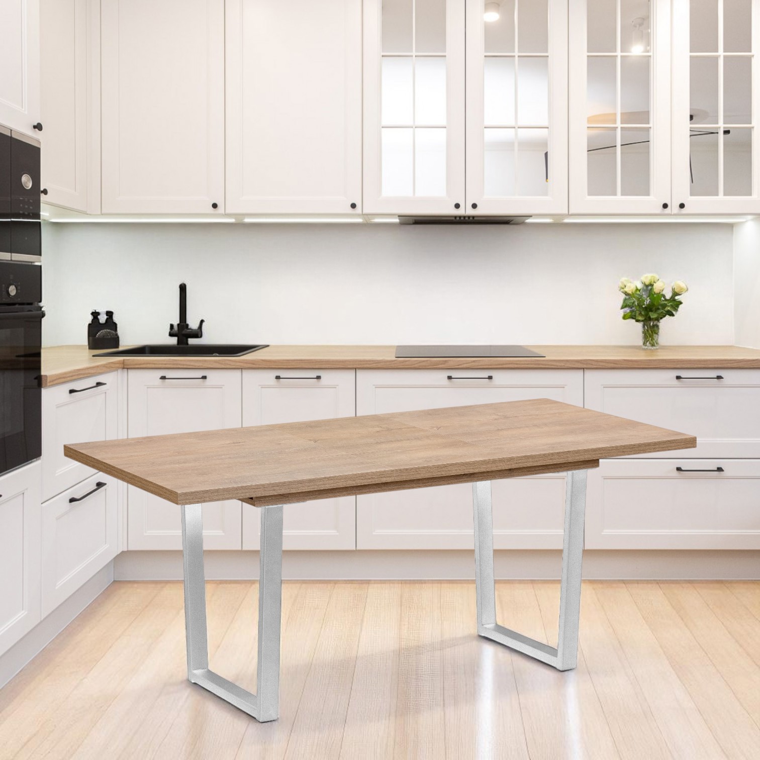 Изображение товара Кухонный стол прямоугольный Терминал 120x120 см лдсп цвет светло-коричневый