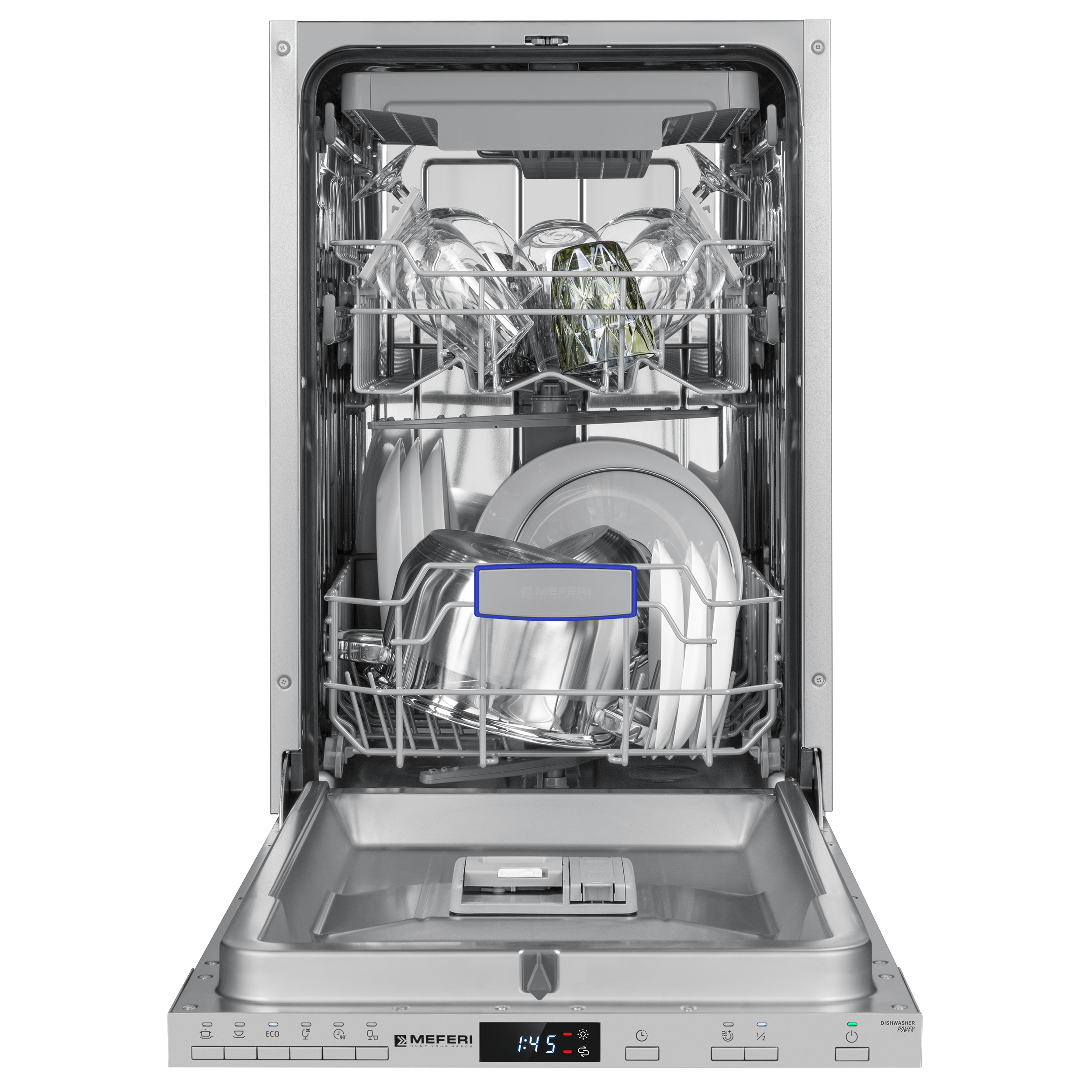 Изображение товара Встраиваемая посудомоечная машина Meferi MDW4563 POWER 45 см 6 программ цвет серый