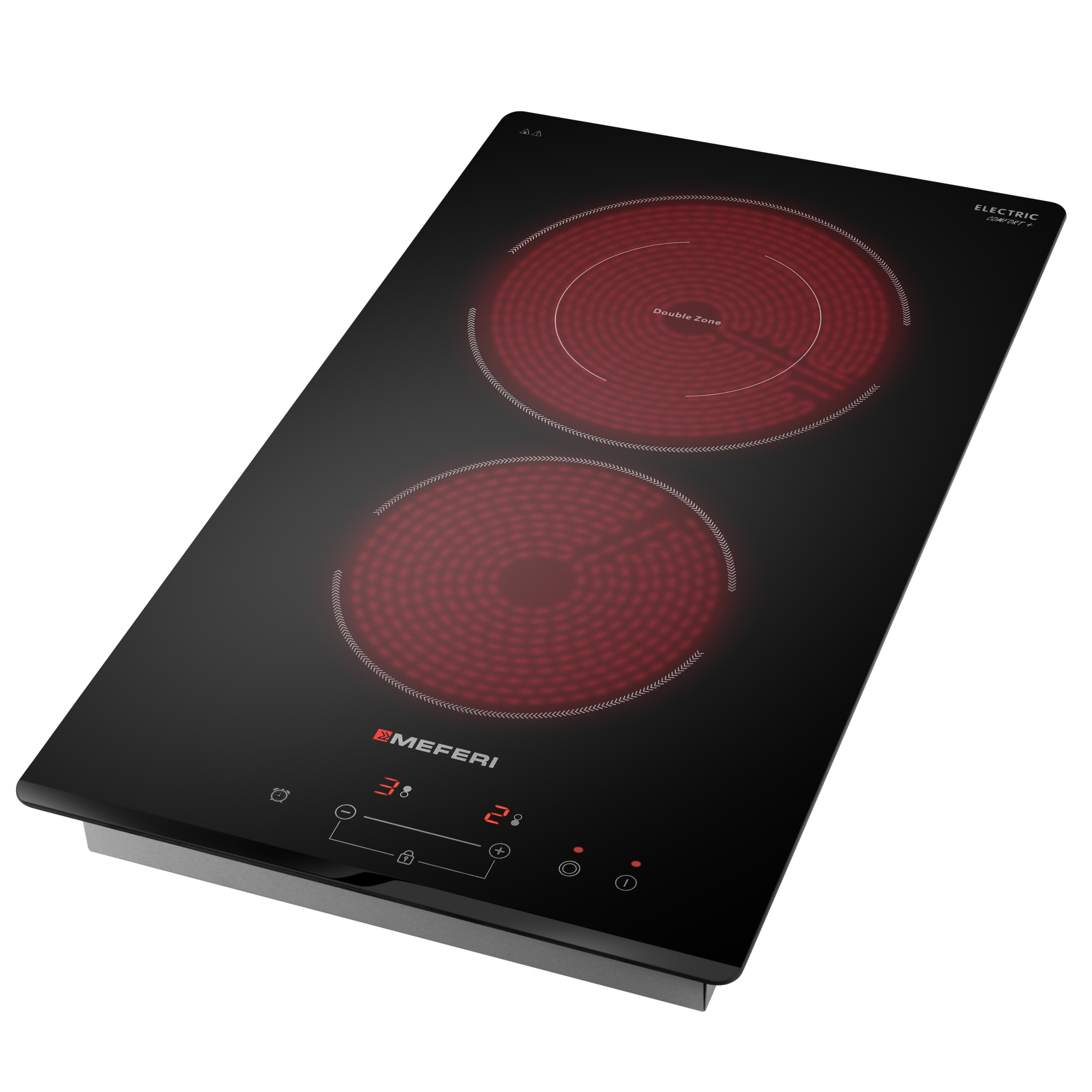 Изображение товара Электрическая стеклокерамическая варочная панель MEFERI MEH302BK COMFORT PLUS 2 конфорки стильная и