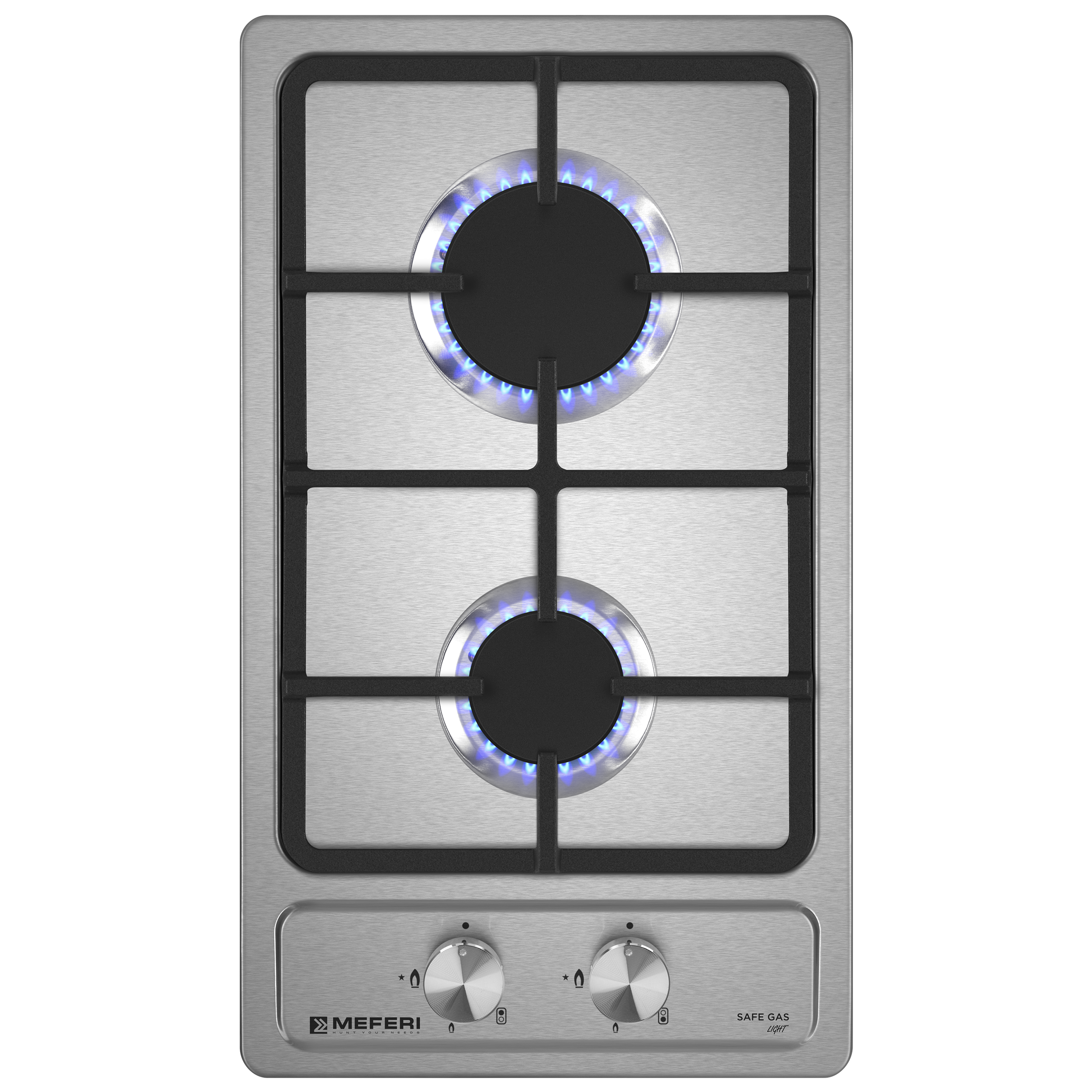 Изображение товара Газовая варочная панель Meferi MGH302IX 29 см серебристая 2 конфорки