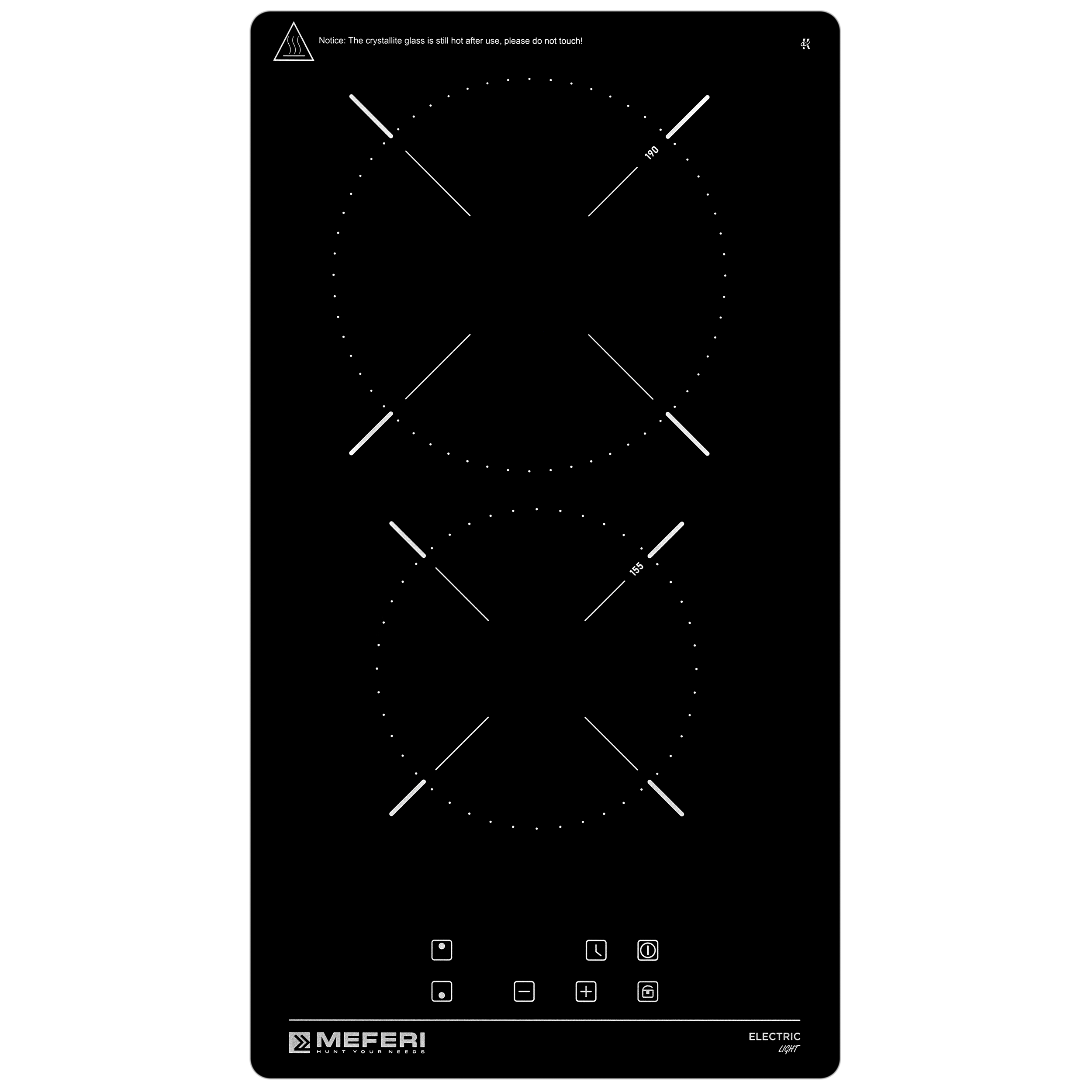Изображение товара Электрическая варочная панель Meferi MEH302BK LIGHT 28.8 см 2 конфорки цвет черный