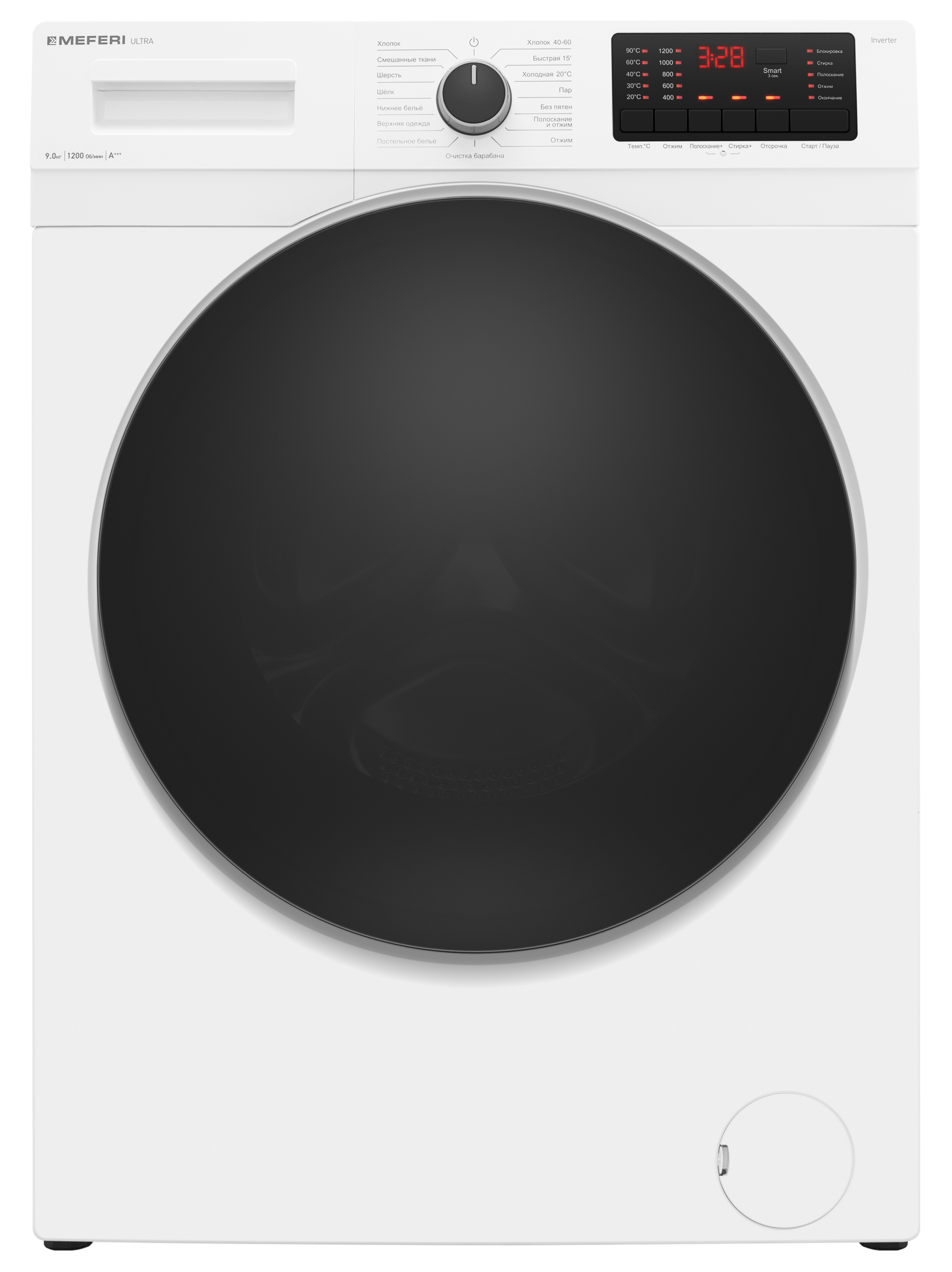 Изображение товара Стиральная машина Meferi MFW091216WH ULTRA с загрузкой 9 кг