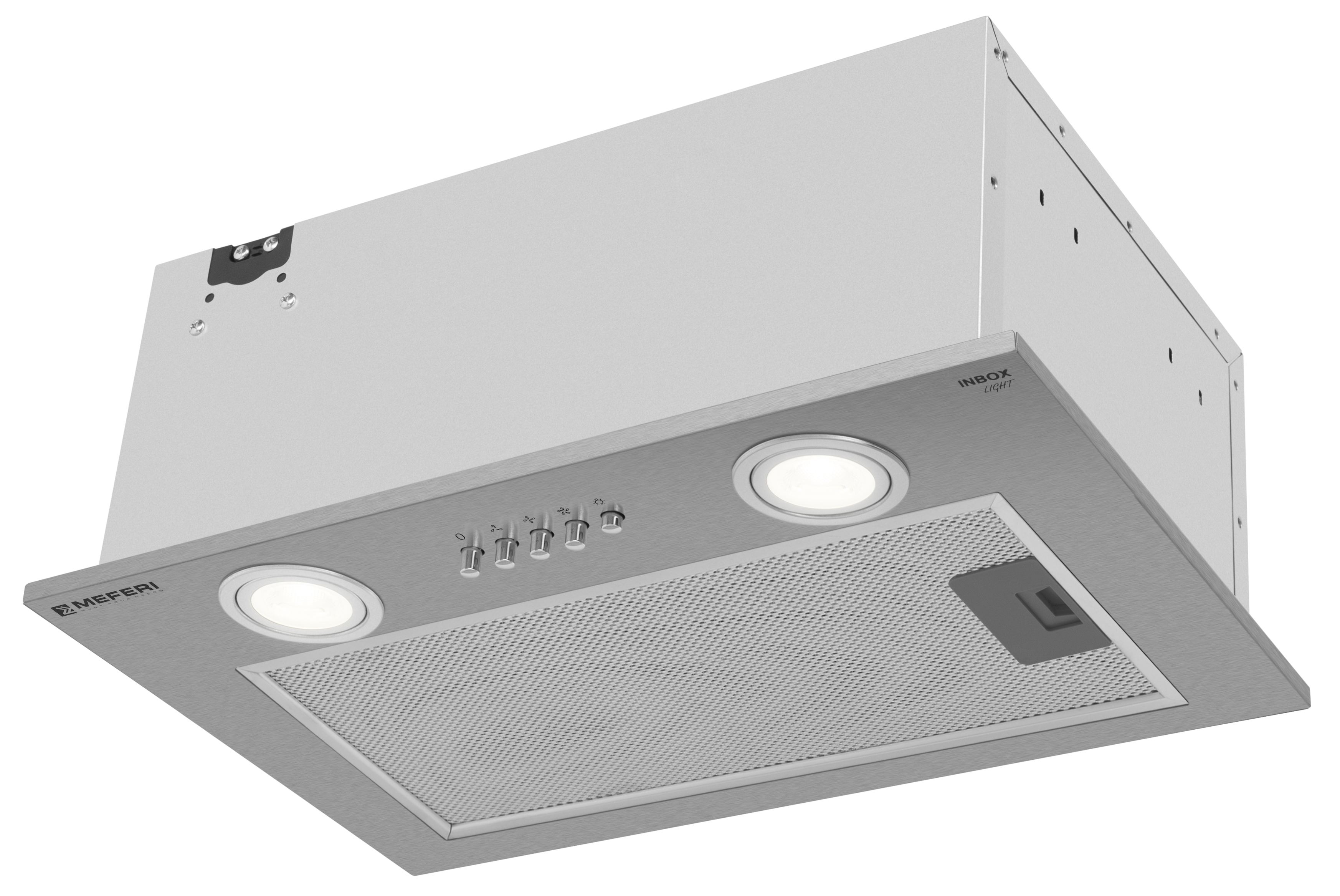 Изображение товара Встраиваемая вытяжка MEFERI INBOX45IX LIGHT 45 см серый/серебристый
