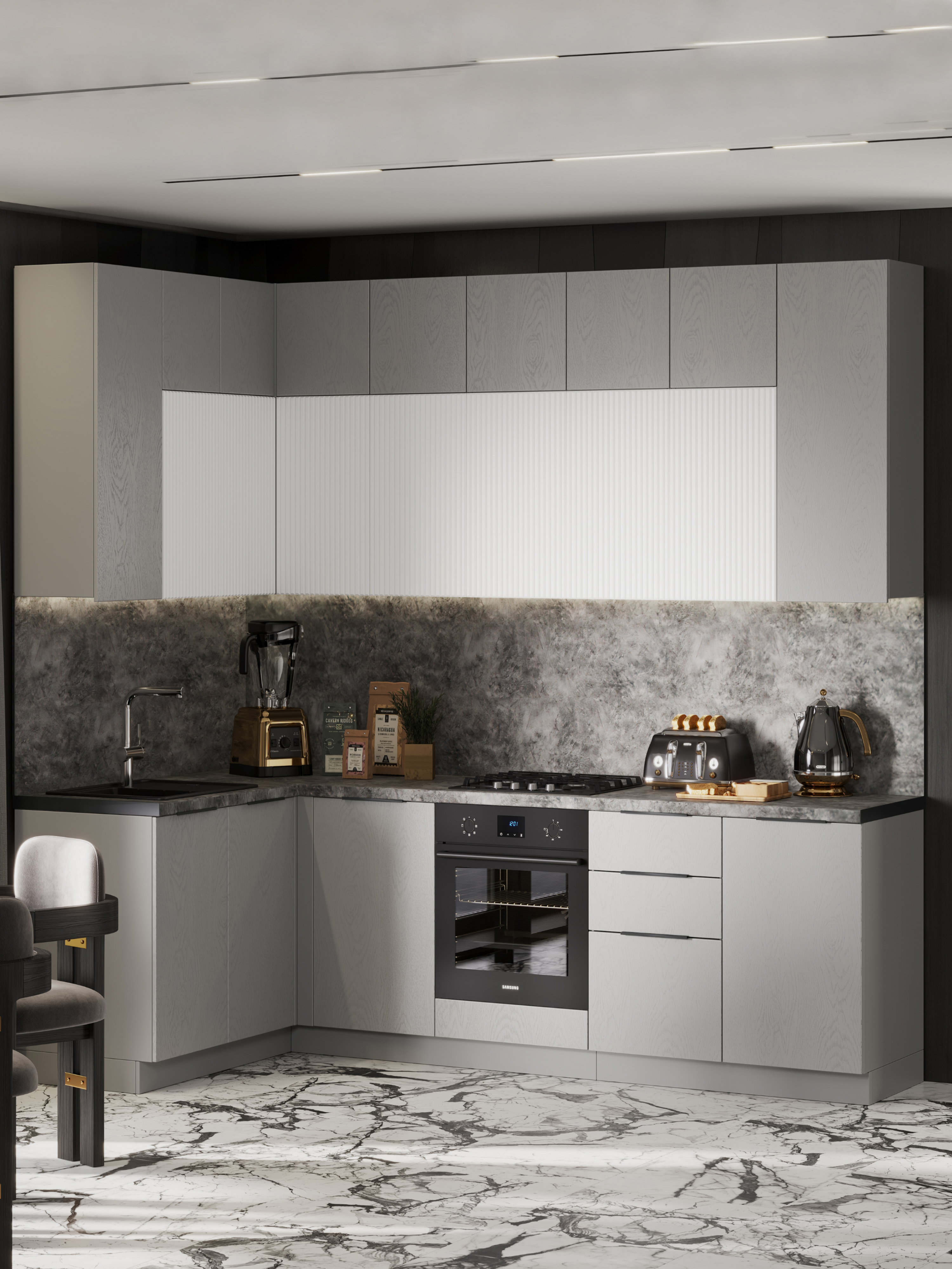 Изображение товара Кухонный гарнитур Эльза Safina grand Эльза_2,75х1,5 275x245x150 см ЛДСП цвет серый