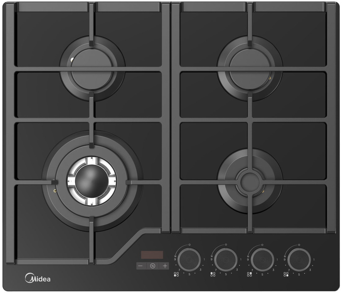 Изображение товара Газовая варочная панель Midea MG697TTGB 60 см 4 конфорки черный стекло