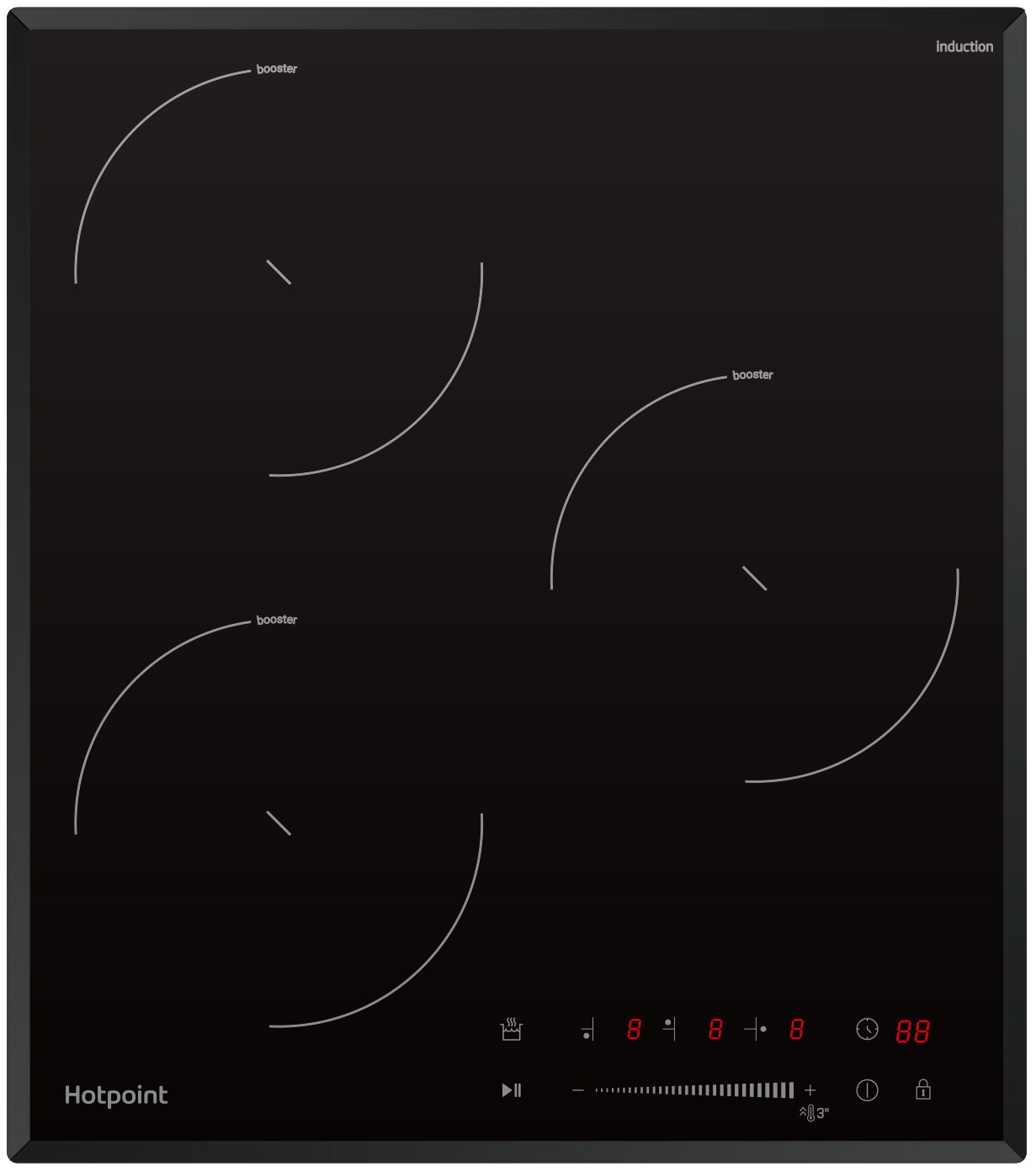 Изображение товара Электрическая варочная панель Hotpoint HS 1445 BA 45 см 3 конфорки цвет черный