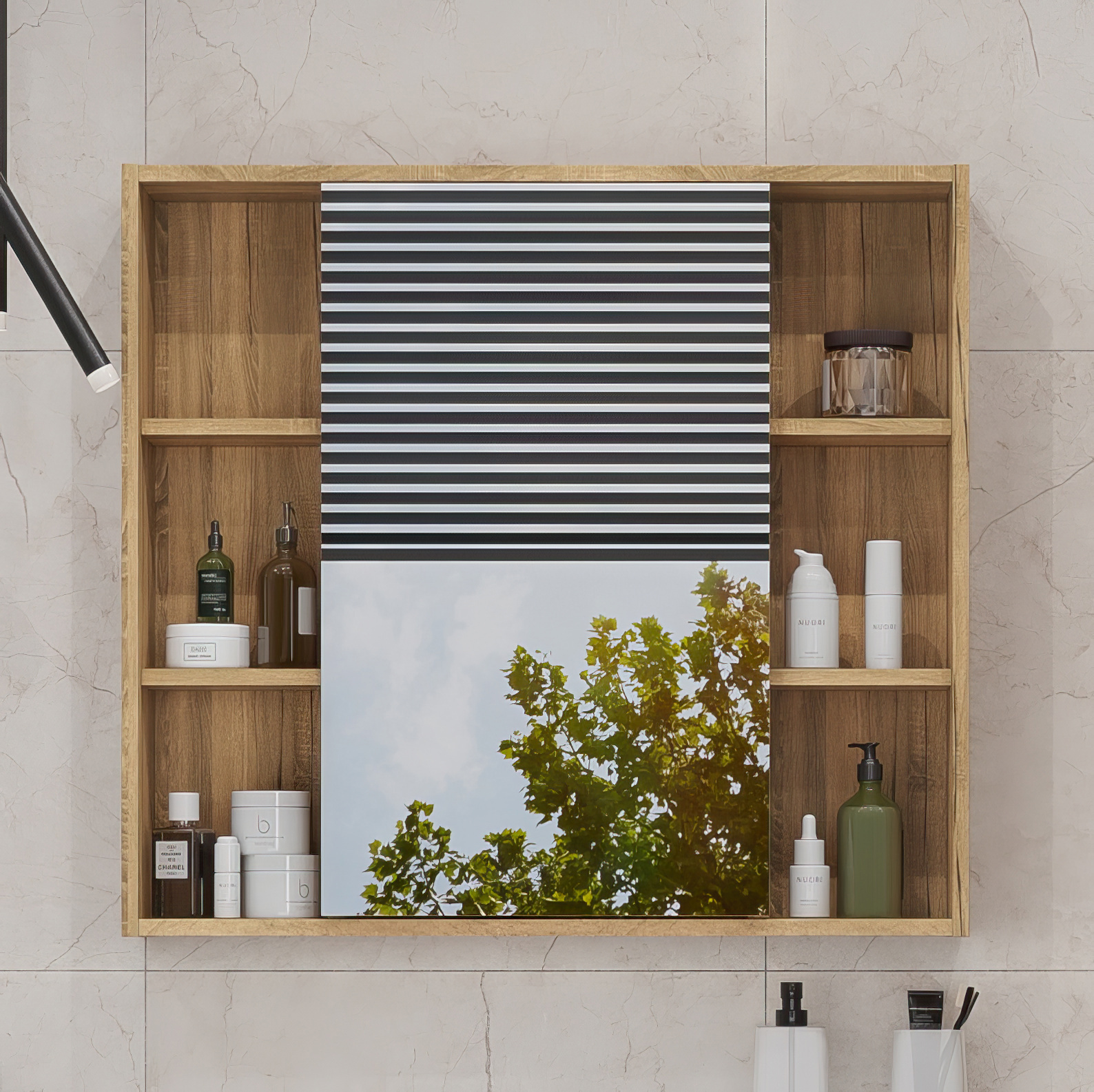 Изображение товара Зеркальный шкафчик в ванную Ruvann Vaus 80 цвет коричневый