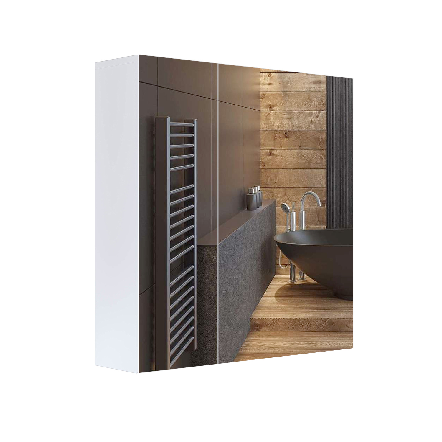 Изображение товара Зеркальный шкафчик в ванную Ruvann 70 универсальный цвет белый Изображение товара Зеркальный шкафчик в ванную Ruvann 70 универсальный цвет белый