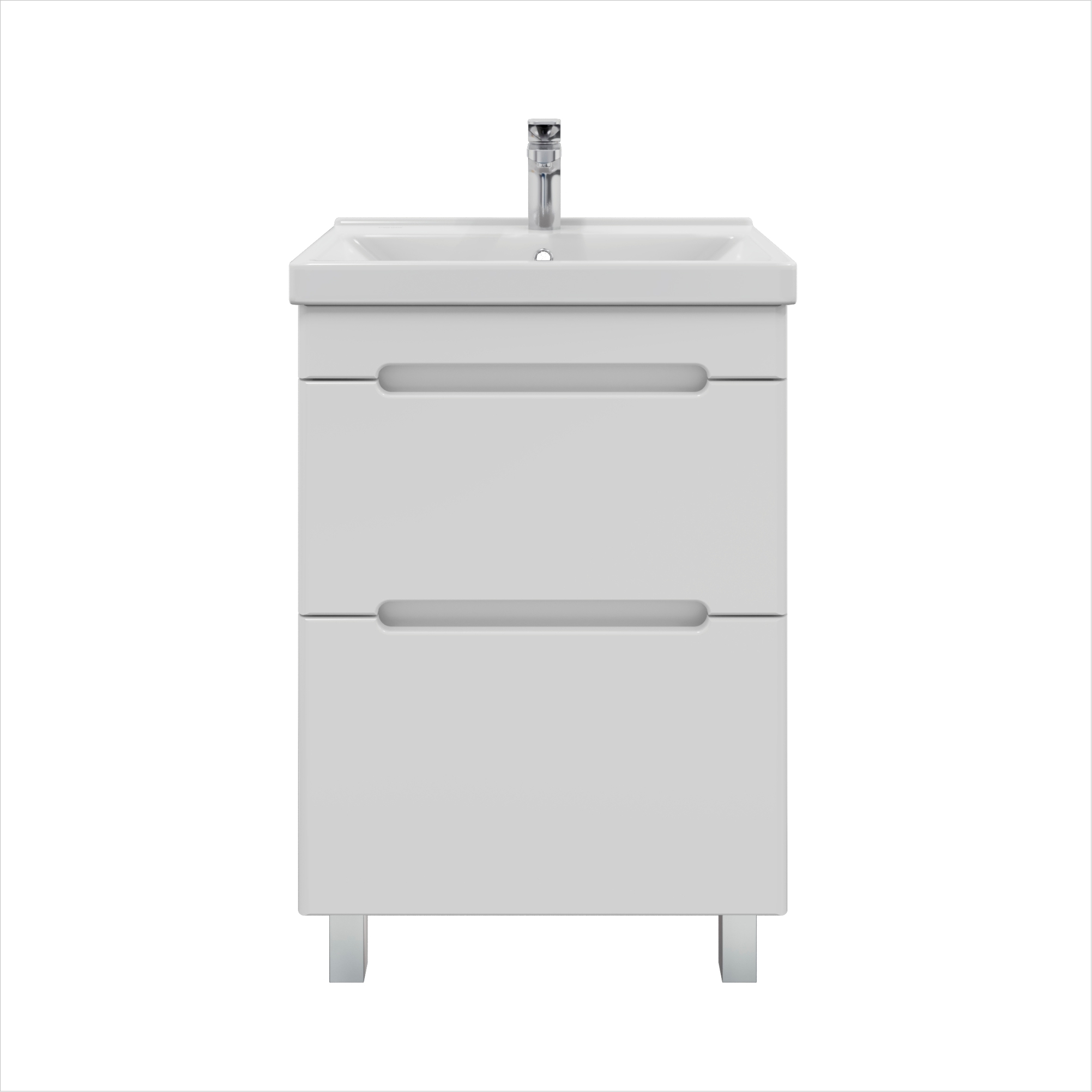 Изображение товара Тумба с раковиной RUVANN BRAVA 60 стильное решение для ванной с 2 ящиками и керамической раковиной