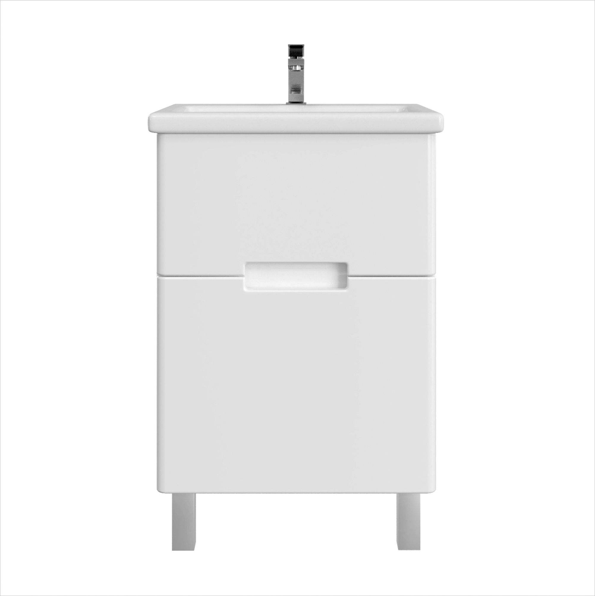 Изображение товара Тумба с раковиной RUVANN KANI 50 белая для ванной современной эргономичный дизайн