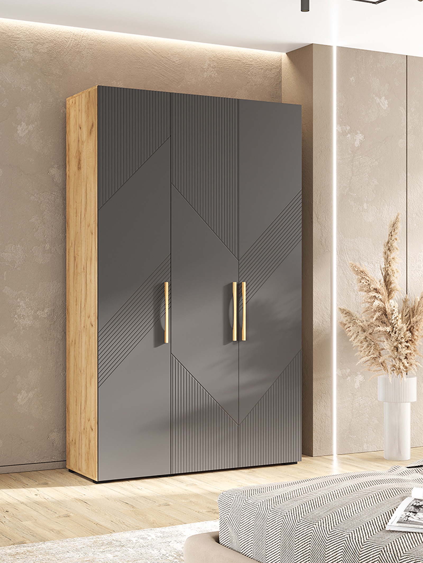 Изображение товара Шкаф распашной Сима-ленд Ирис 135x223x50 см браш графит дуб крафт