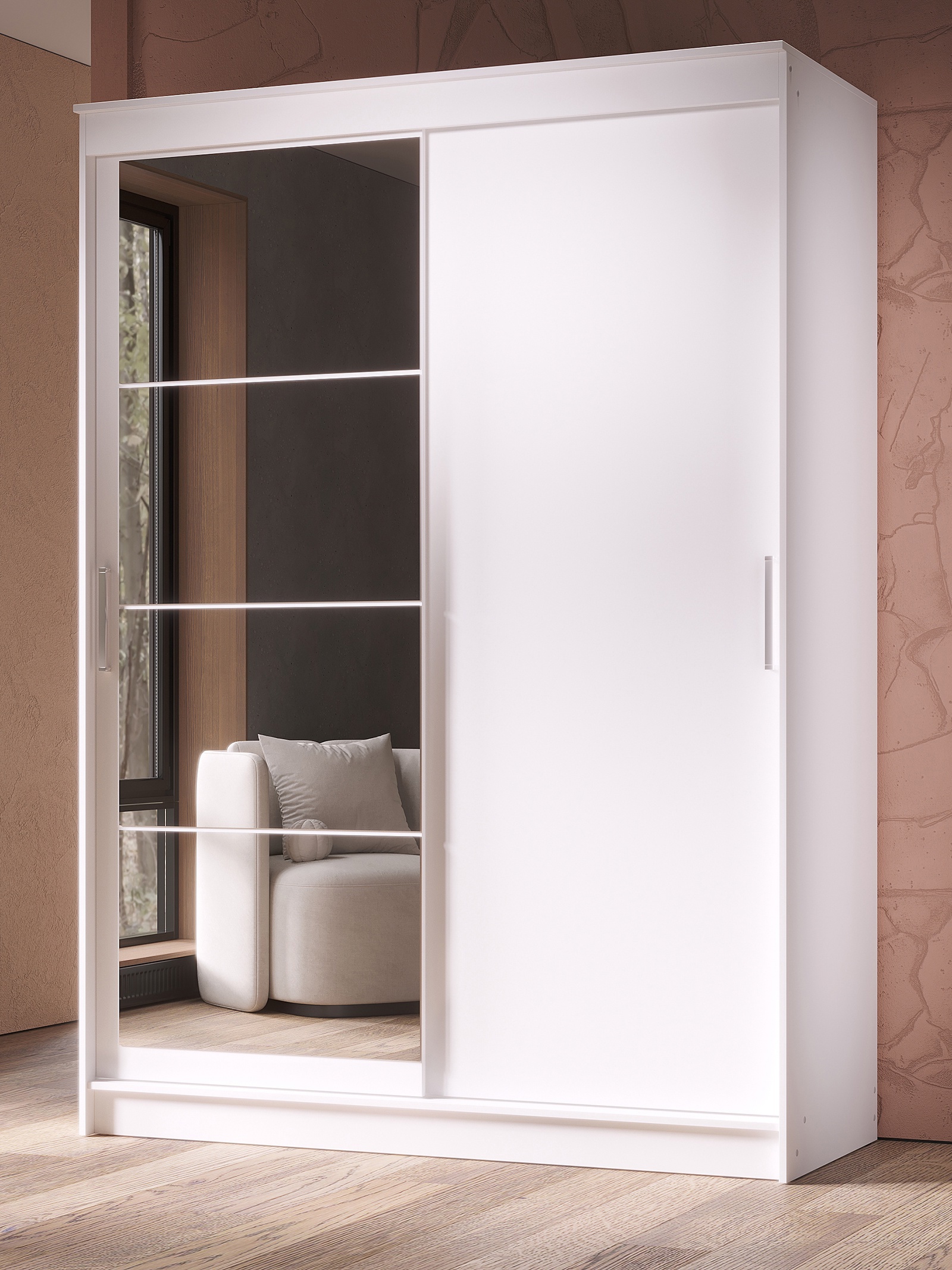 Изображение товара Шкаф-купе Сима-ленд Гранд 1 с зеркалом 160x220x61 см ЛДСП цвет белый