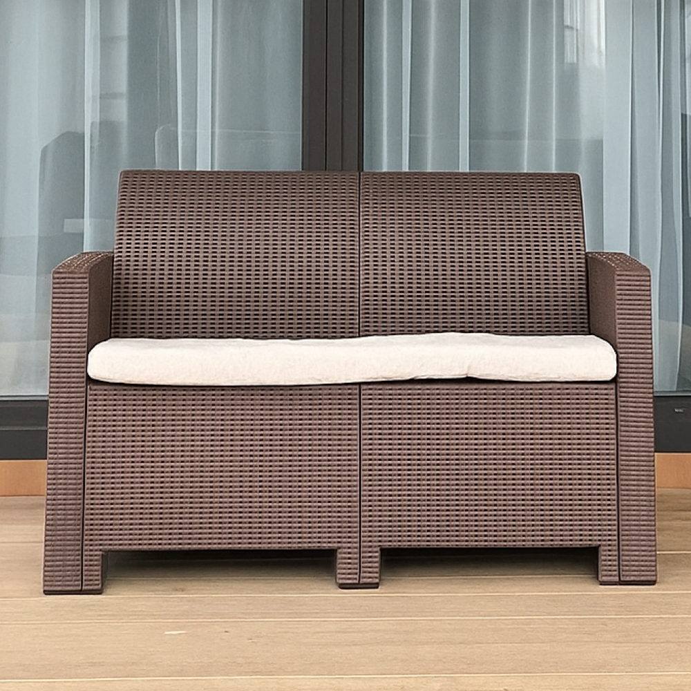Изображение товара Диван садовый Royal Family Lana sofa 120.5x66x76 см пластиковый коричневый