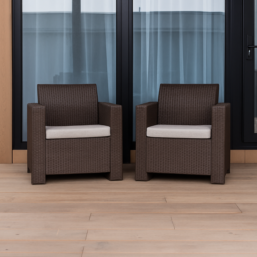 Изображение товара Кресло садовое Royal family Lana chair 68x66x76 см пластик коричневый 2 шт