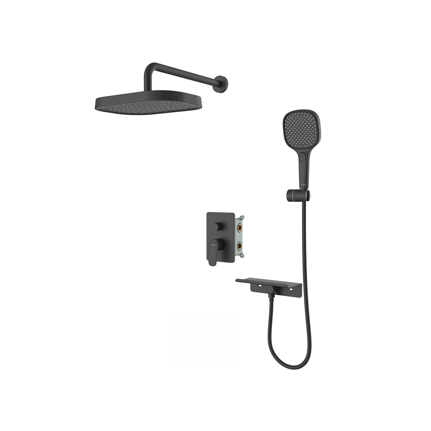 Изображение товара Душевая система Milardo Azure AZUBL02M67 скрытого монтажа с тропическим и ручным душем черный матов