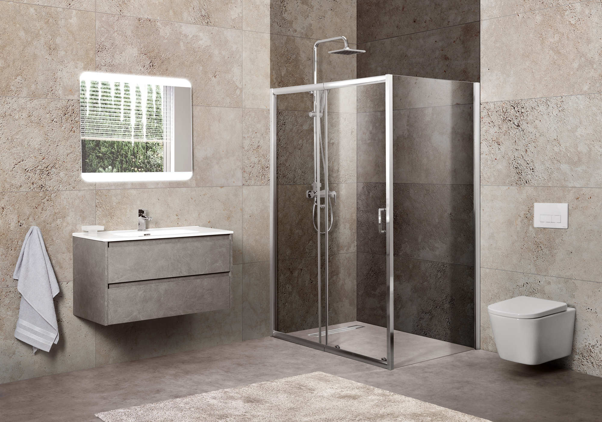 Изображение товара Душевой уголок Belbagno UNIQUE-AH-1-110/125-80-C-Cr прямоугольник 110x80см хромированный профиль эффект стекла прозрачный