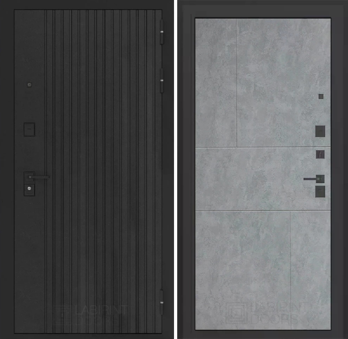 Изображение товара Входная дверь Лабиринт Бункер 06 правый 205x88см цвет черный кварц/бетон серый П21