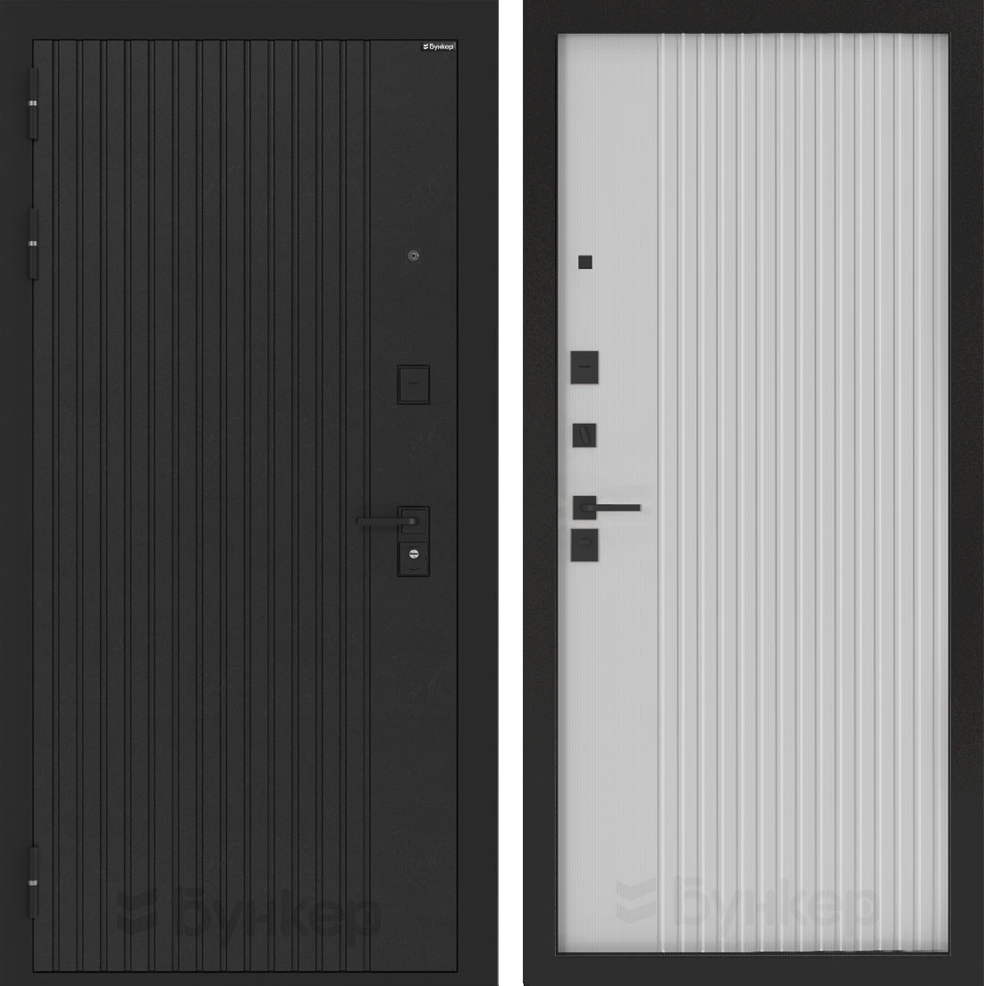 Изображение товара Входная дверь Лабиринт Бункер 06 левый 205x88см цвет черный кварц/белый софт рельеф П29