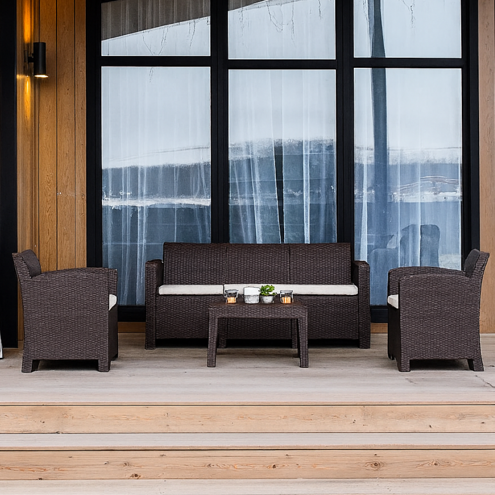 Изображение товара Набор садовой мебели Royal Family Lana M 4 предмета коричневый с подушками