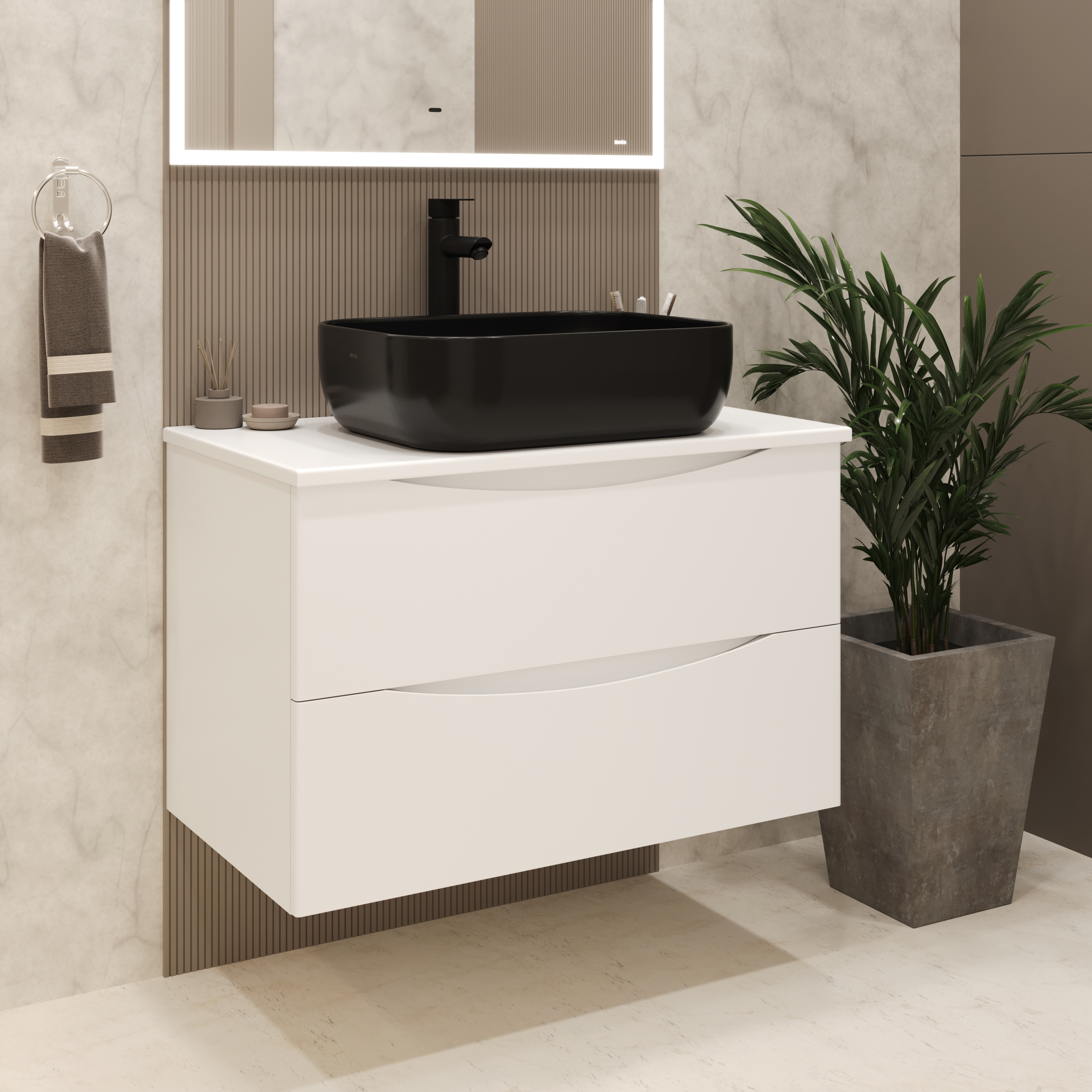 Изображение товара Тумба с раковиной Bond Square TLM-05805-SLM61508 белая матовая