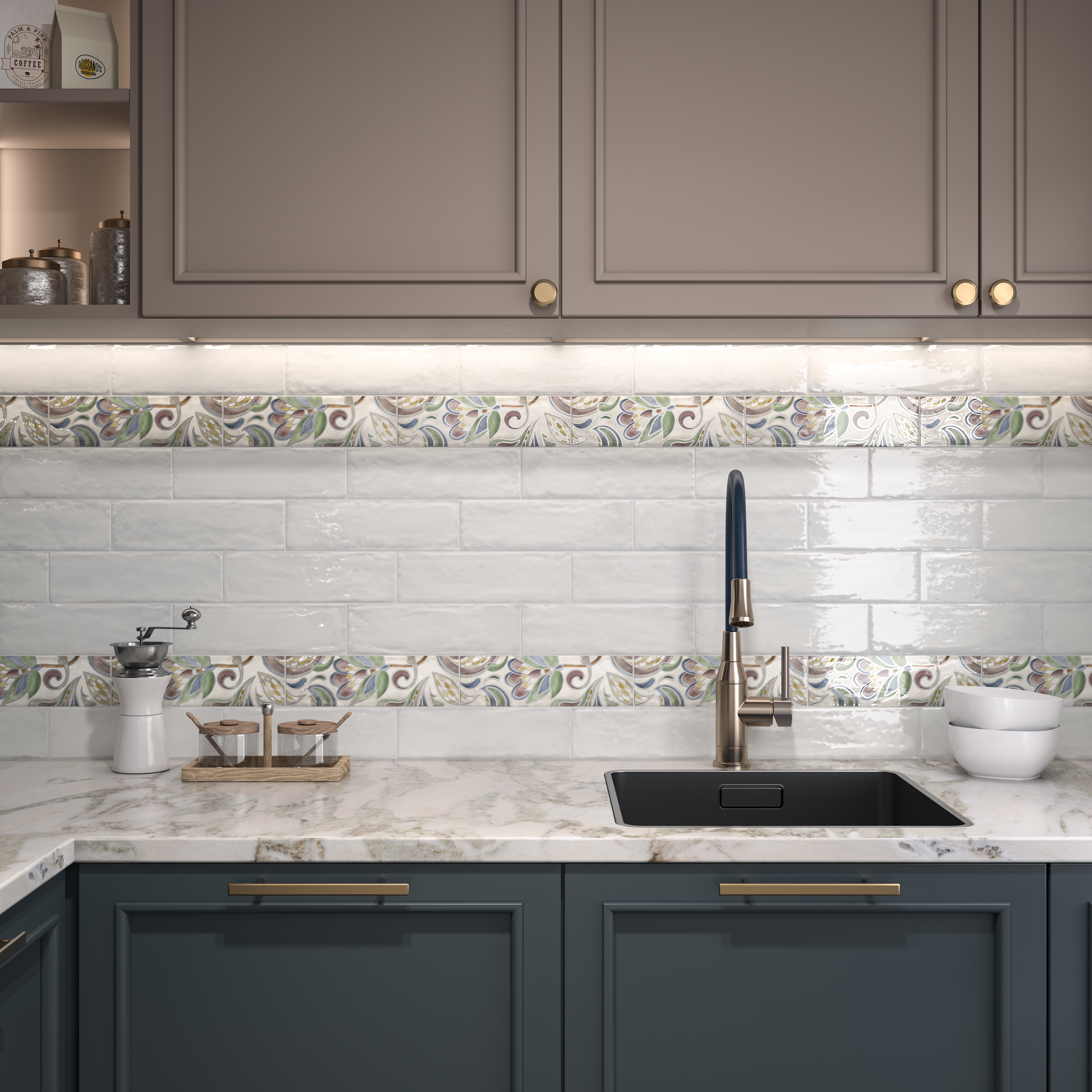 Изображение товара Плитка настенная Kerama Marazzi Монпарнас 8.5x28.5 см белая глянцевая для внутри помещений
