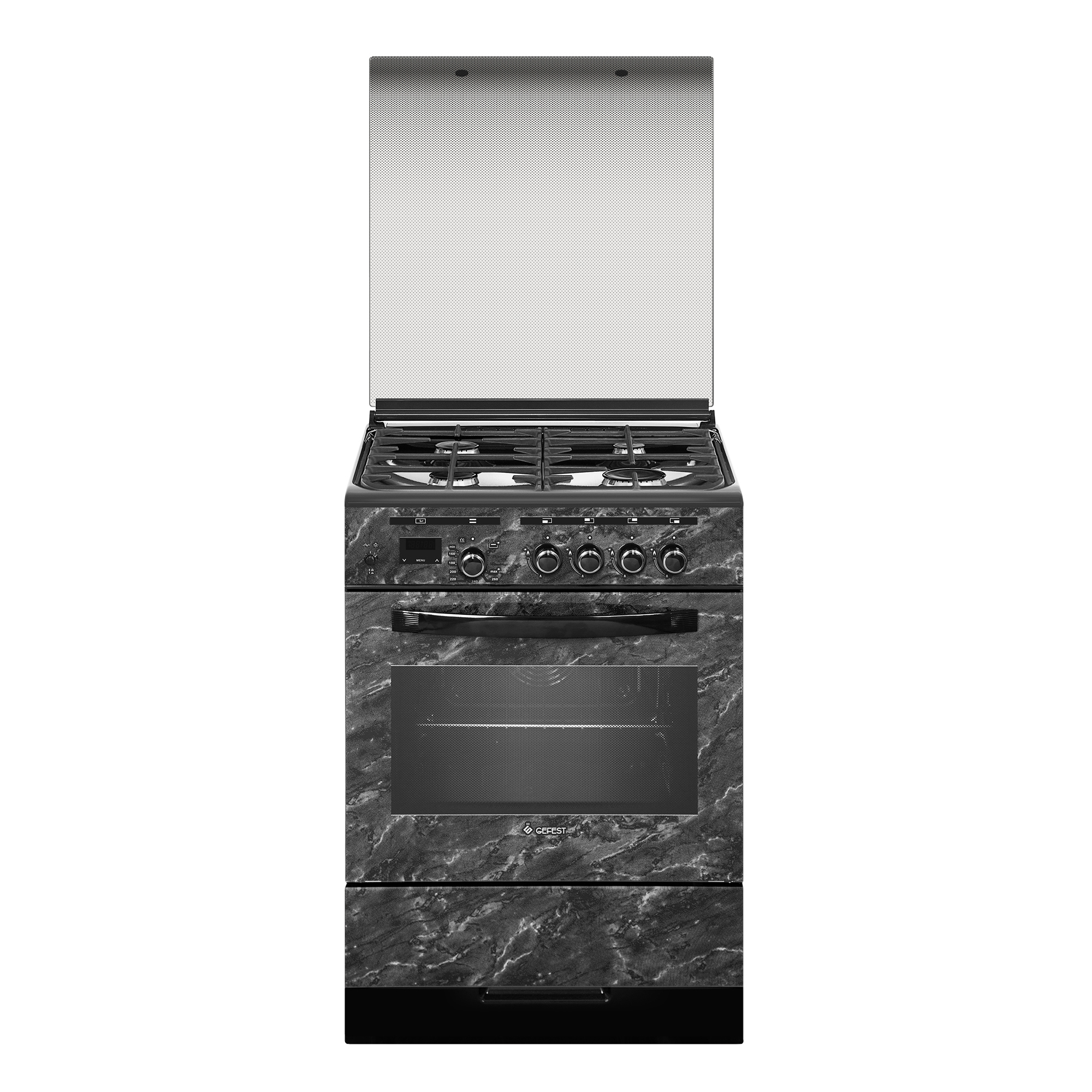 Изображение товара Газовая плита с духовкой Gefest 453265 60x85x60 см цвет черный мрамор