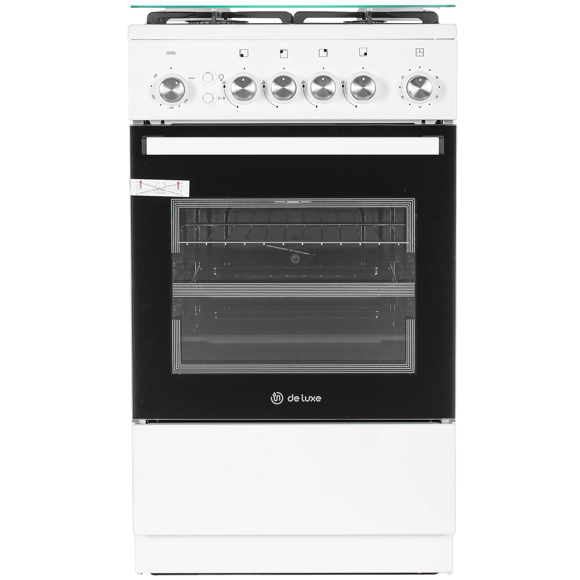 Изображение товара Газовая плита с духовкой De Luxe 5040.40Г белая с электроподжигом и подсветкой