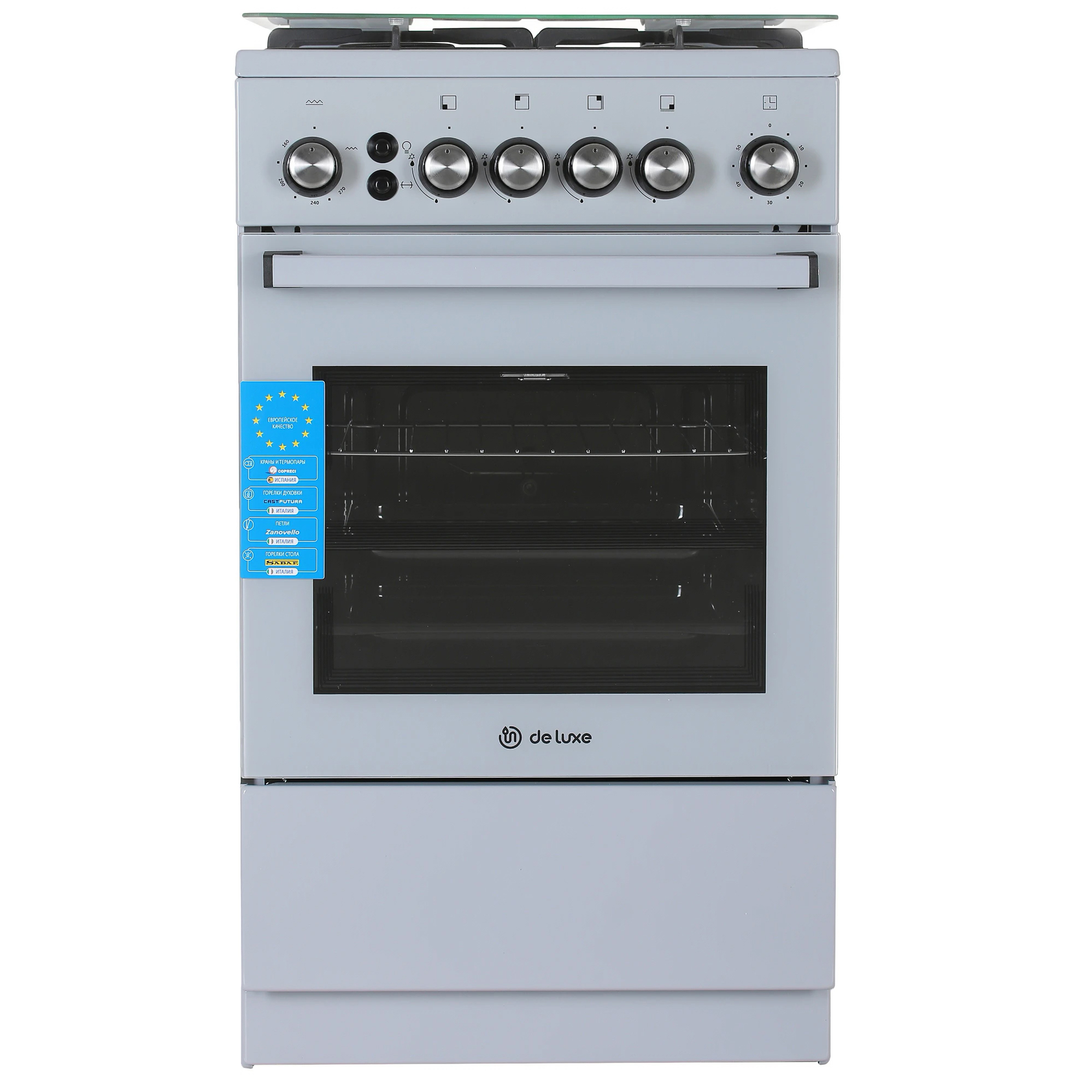 Изображение товара Газовая плита с духовкой De luxe 358211 50x85 см серый управление механическое