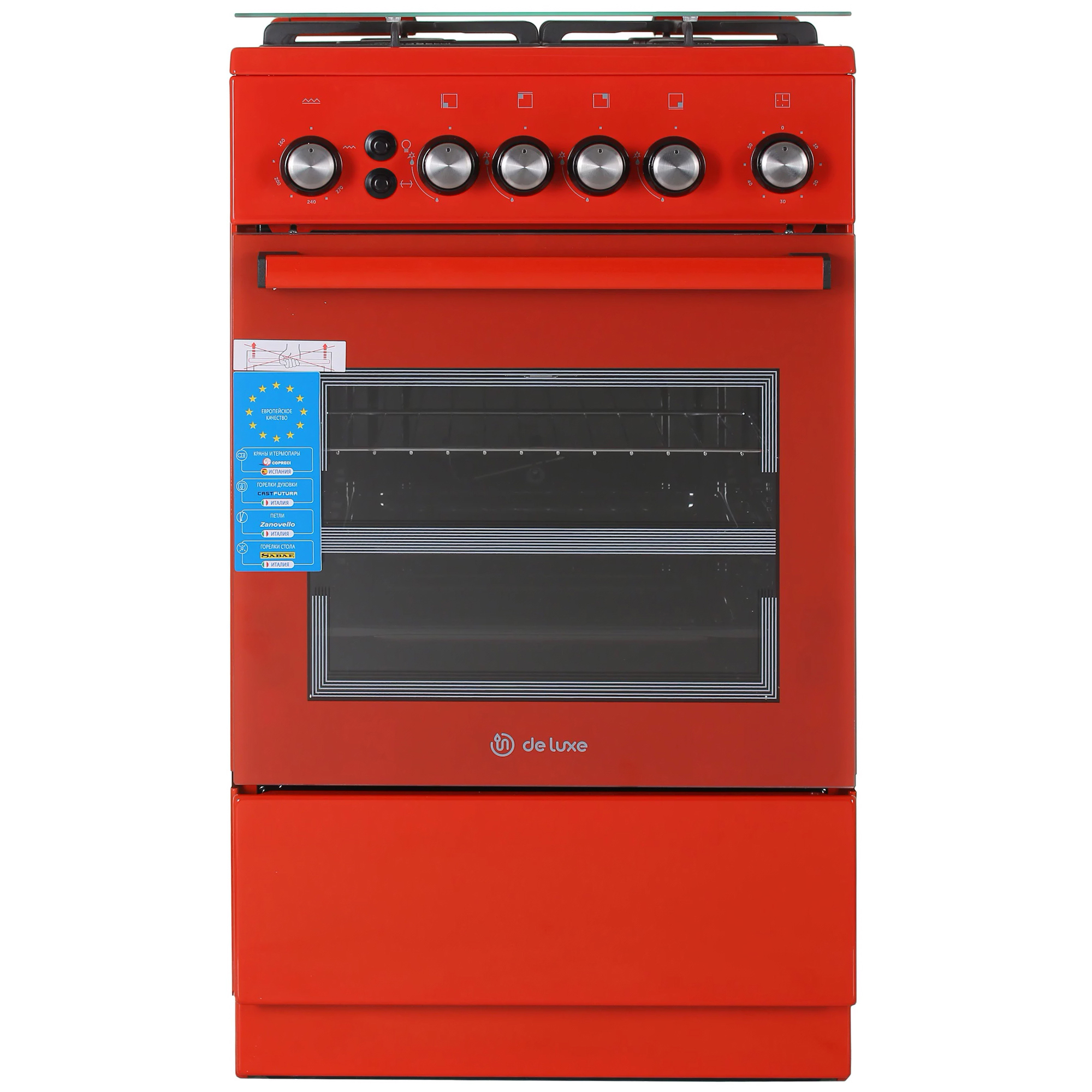 Изображение товара Газовая плита с духовкой De Luxe 358214 50x85x50 см красный