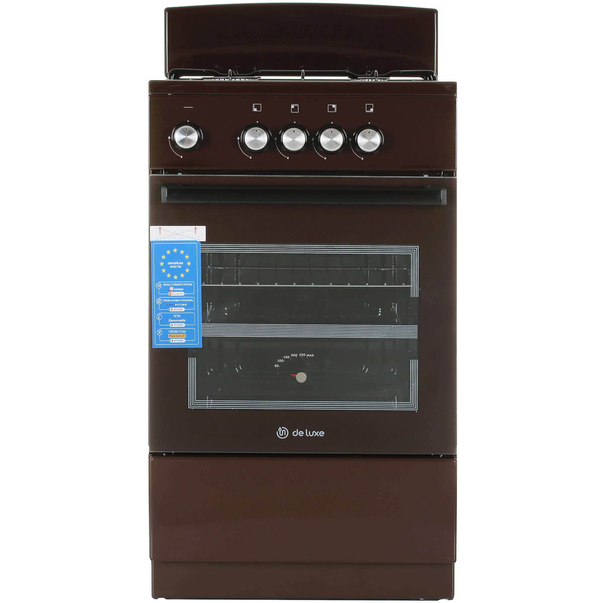 Изображение товара Газовая плита с духовкой De Luxe 5040.48г (щ)-014 50x85x50 см коричневая