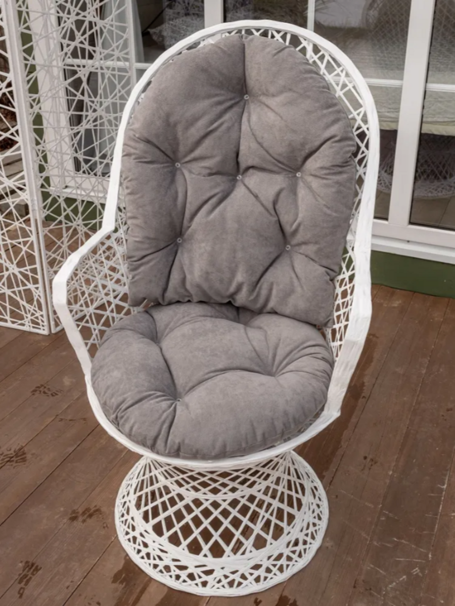 Изображение товара Кресло садовое Ajurio Flandria из искусственного ротанга с подушкой 51x61x110 см белое