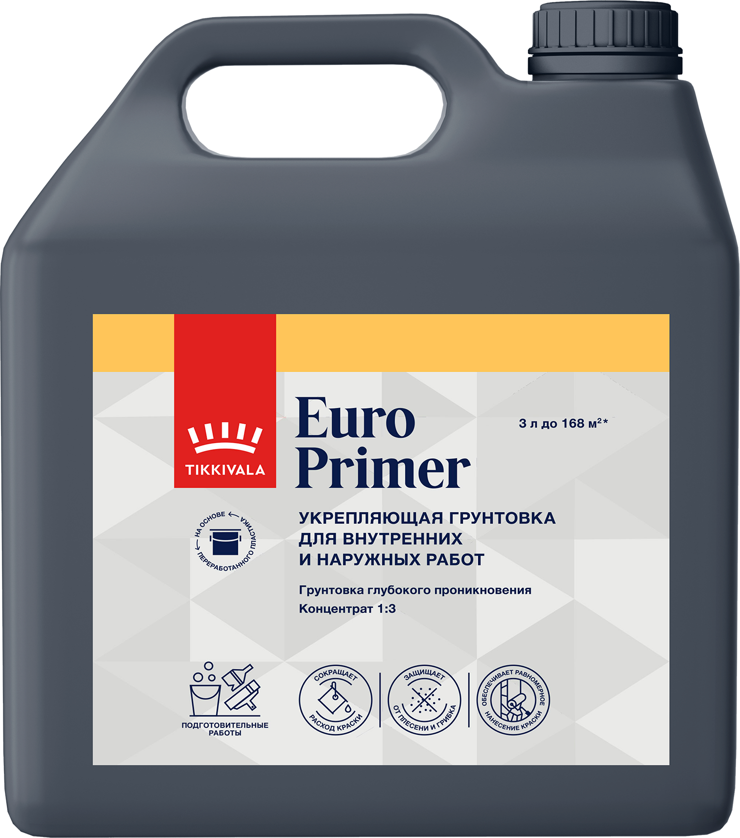 Изображение товара Грунтовка универсальная Tikkurila Euro Primer прозрачная 3 л для внутренних и наружных работ