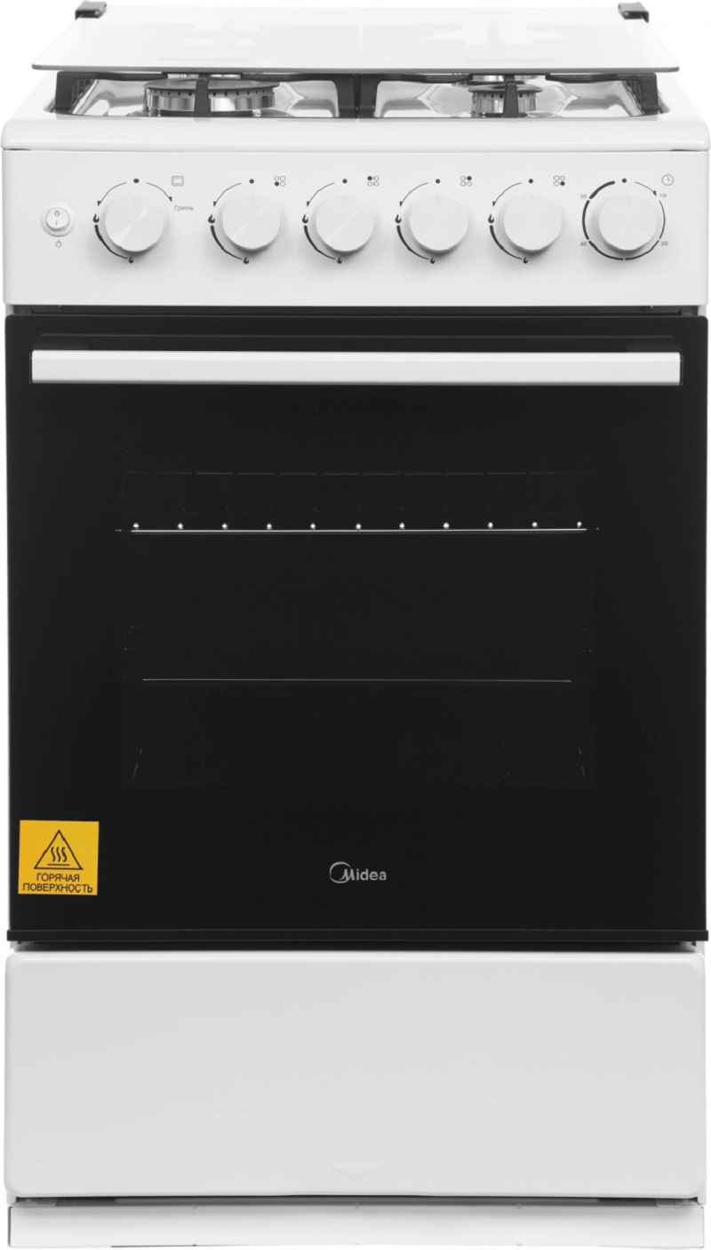 Изображение товара Кухонная плита Midea 2100499 белый 55x93x68 см газовая с чугунными решетками