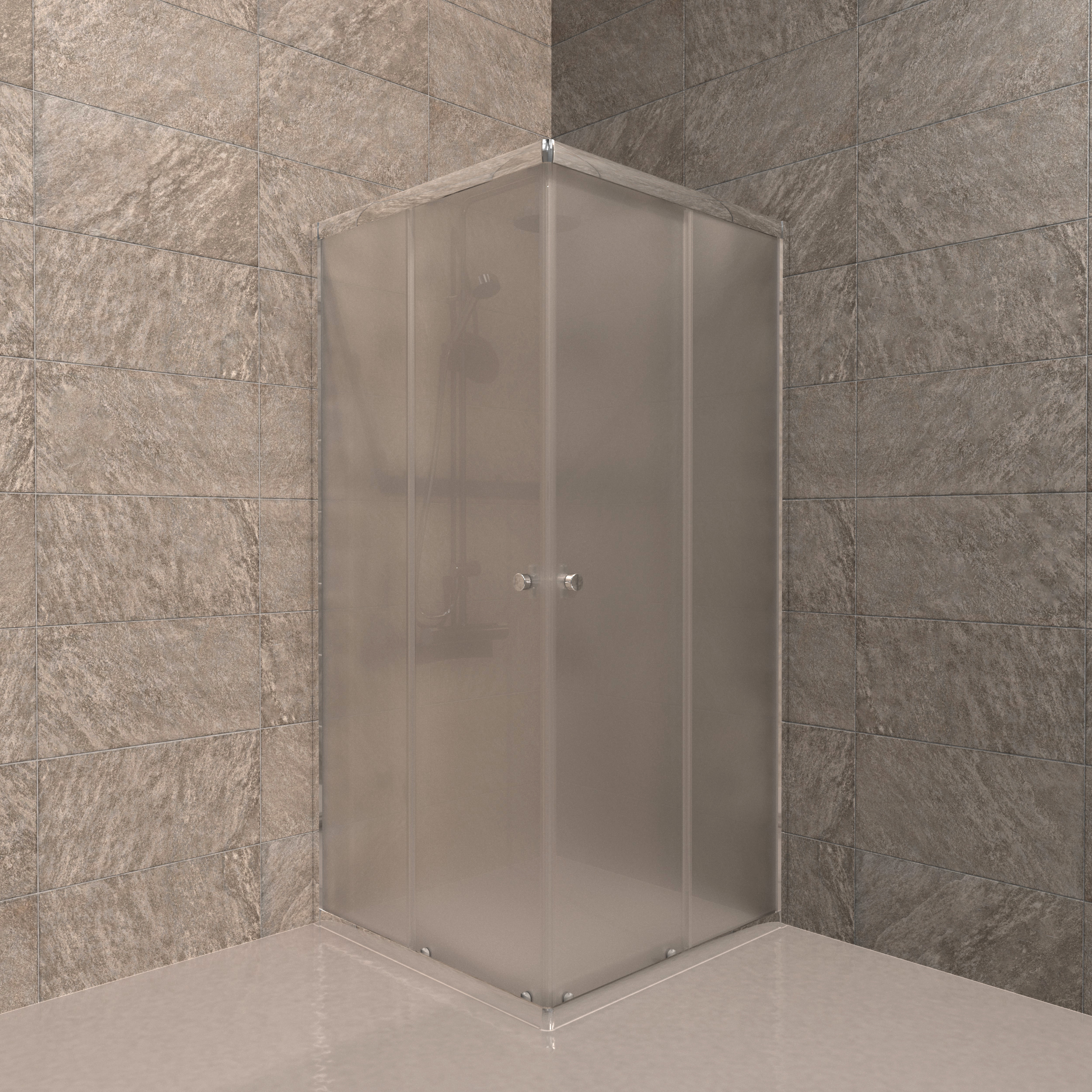 Изображение товара Душевой уголок Doccia DC0000067978 квадрат 80x80см хромированный профиль эффект стекла матовый