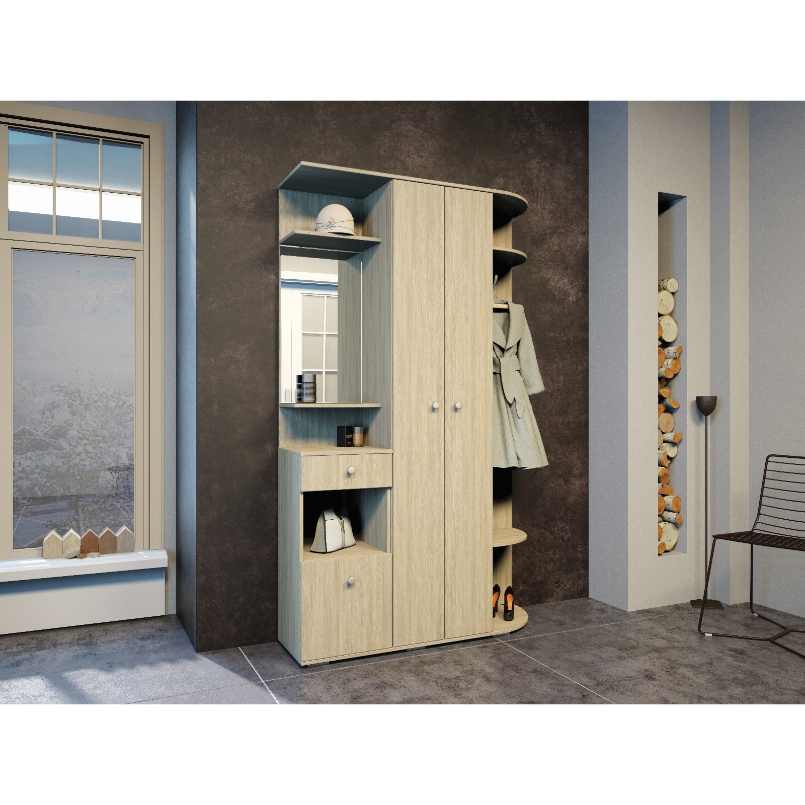 Изображение товара Комплект мебели для прихожей Виза 121x203x50 см из ЛДСП бежевый