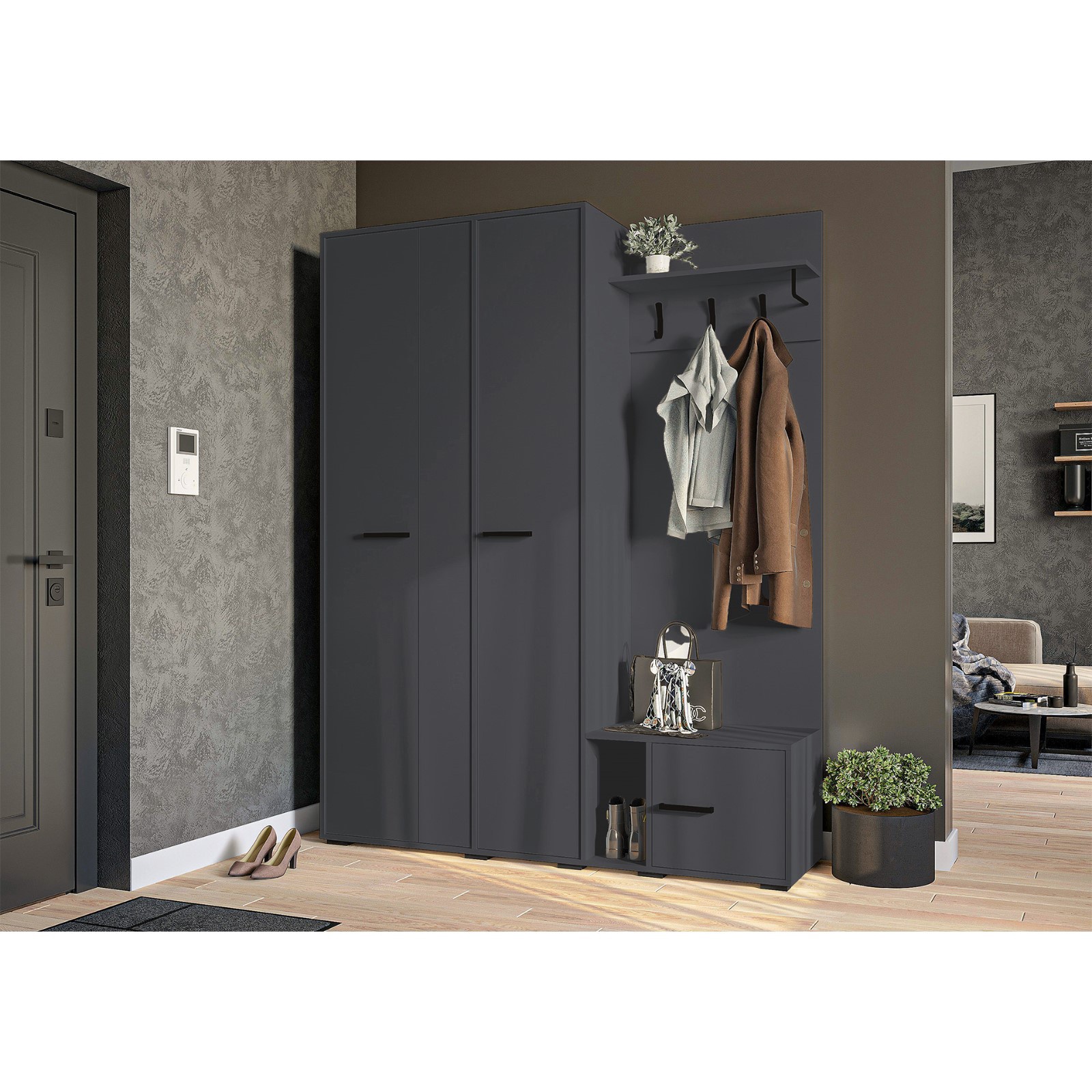 Изображение товара Комплект мебели для прихожей Сима-ленд Моника 135x210x50 см ЛДСП цвет бежевый