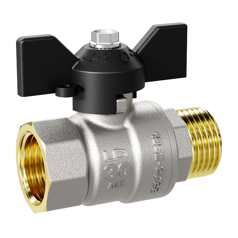 Изображение товара Кран шаровой прямой LD Pride DN32 PN25 1 1/4" НР/ВР латунь ручка бабочка