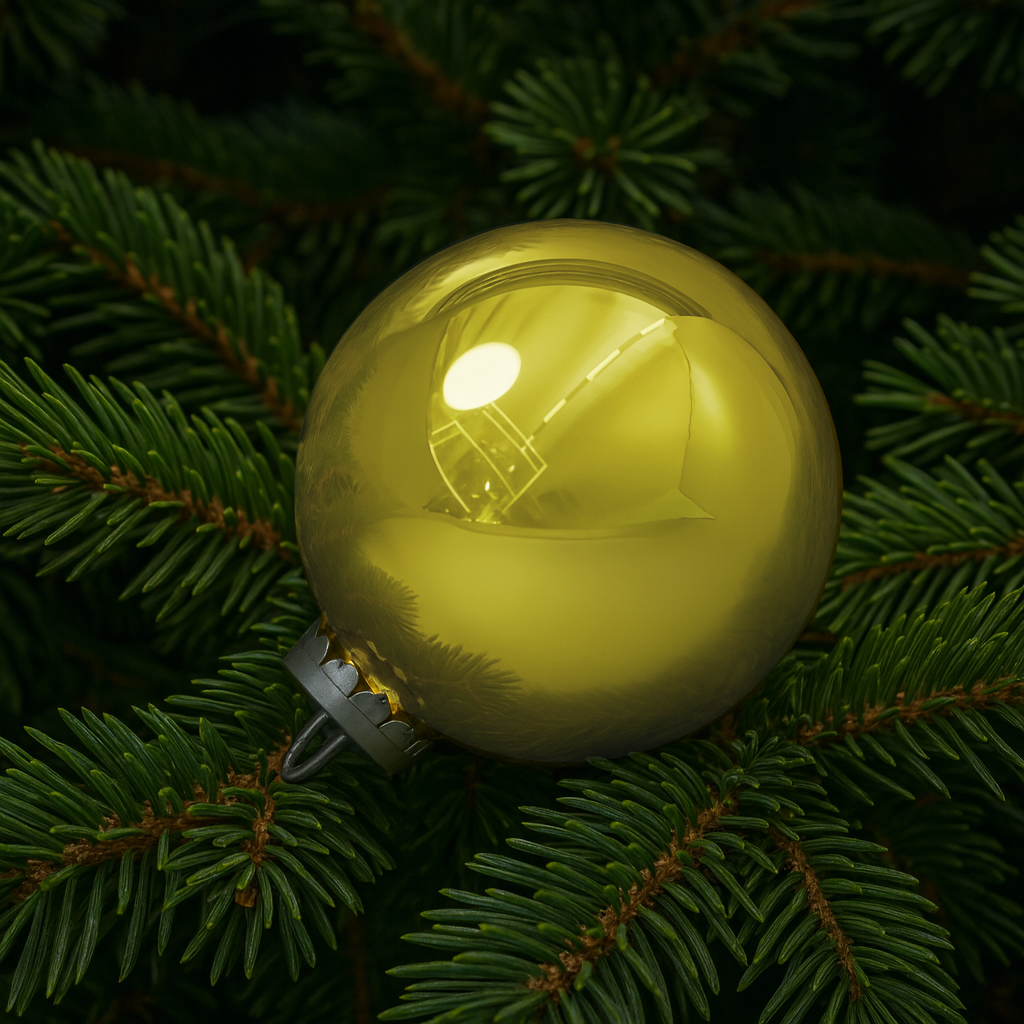 Изображение товара Золотой пластиковый елочный шар ø20 см для украшения елки и праздников