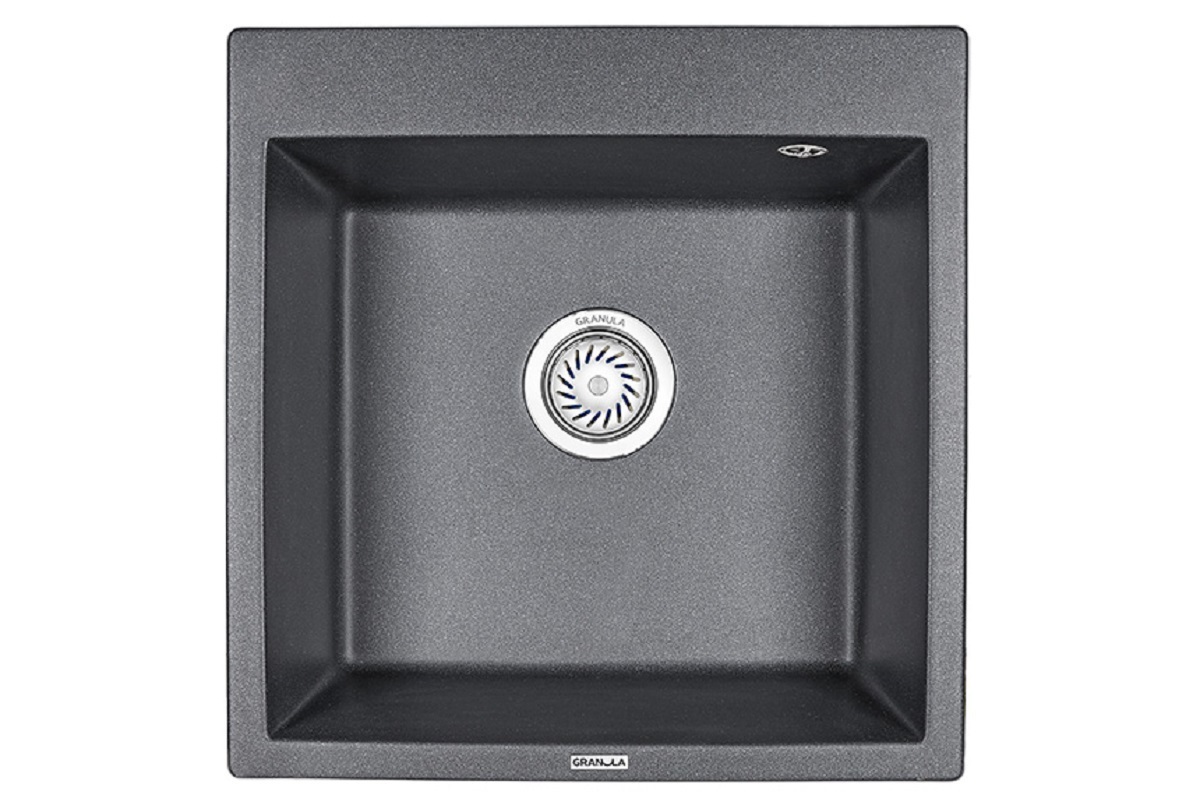 Изображение товара Врезная мойка Granula Гранитные 51x54x20 см искусственный камень цвет черный/серебристый