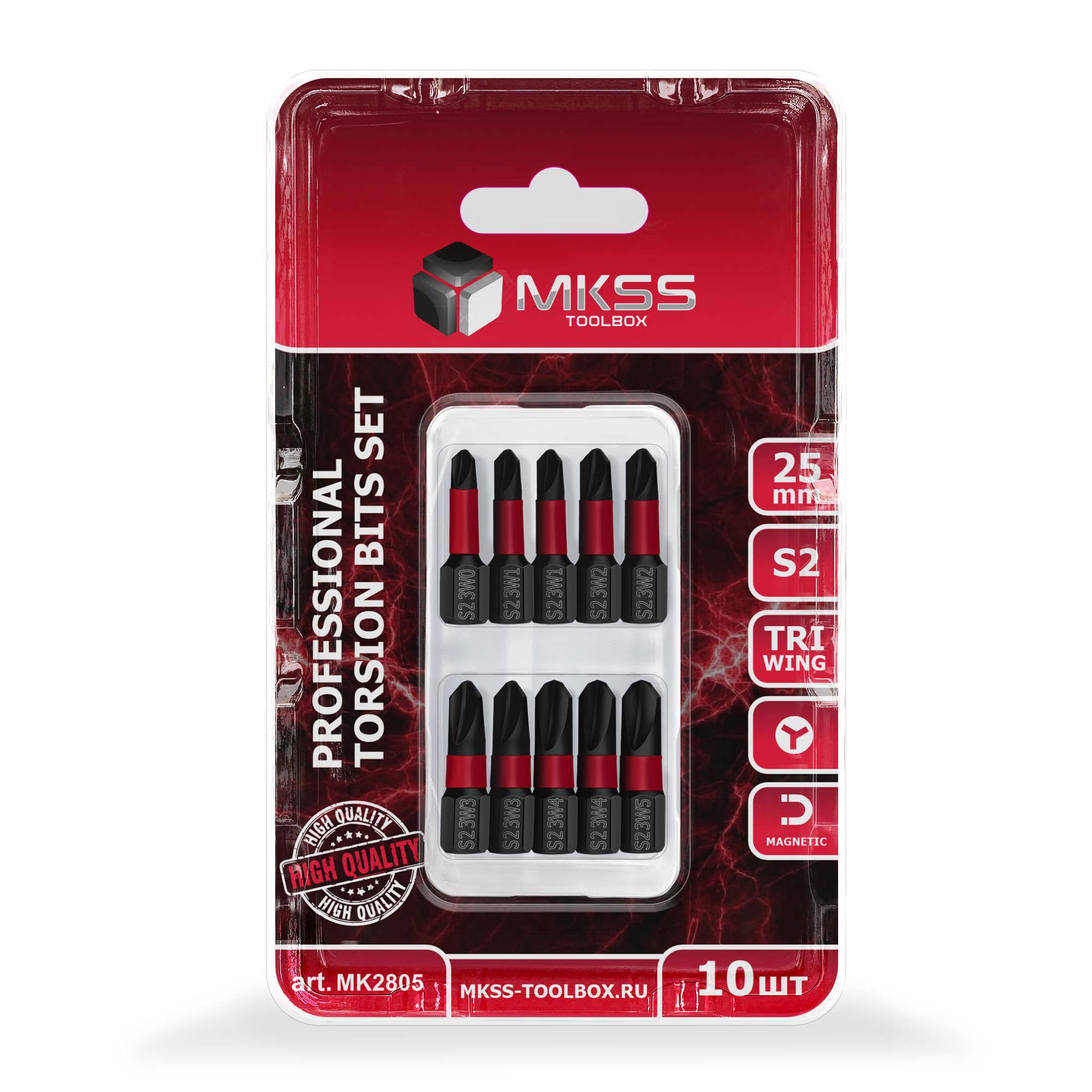 Изображение товара Набор торсионных магнитных бит MKSS Toolbox MK2805, 10 шт