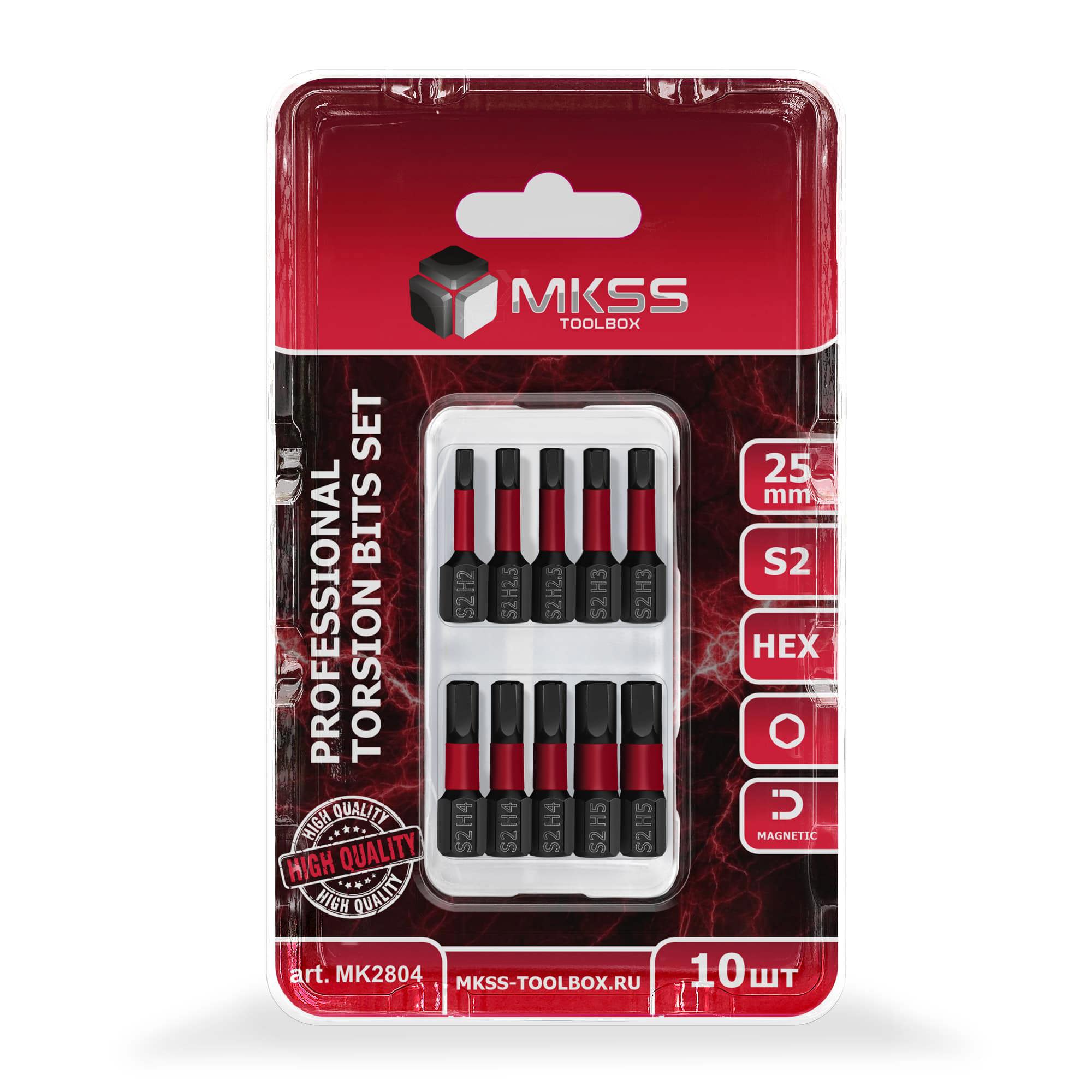 Изображение товара Набор торсионных магнитных ударных бит MKSS Toolbox MK2804 10 шт
